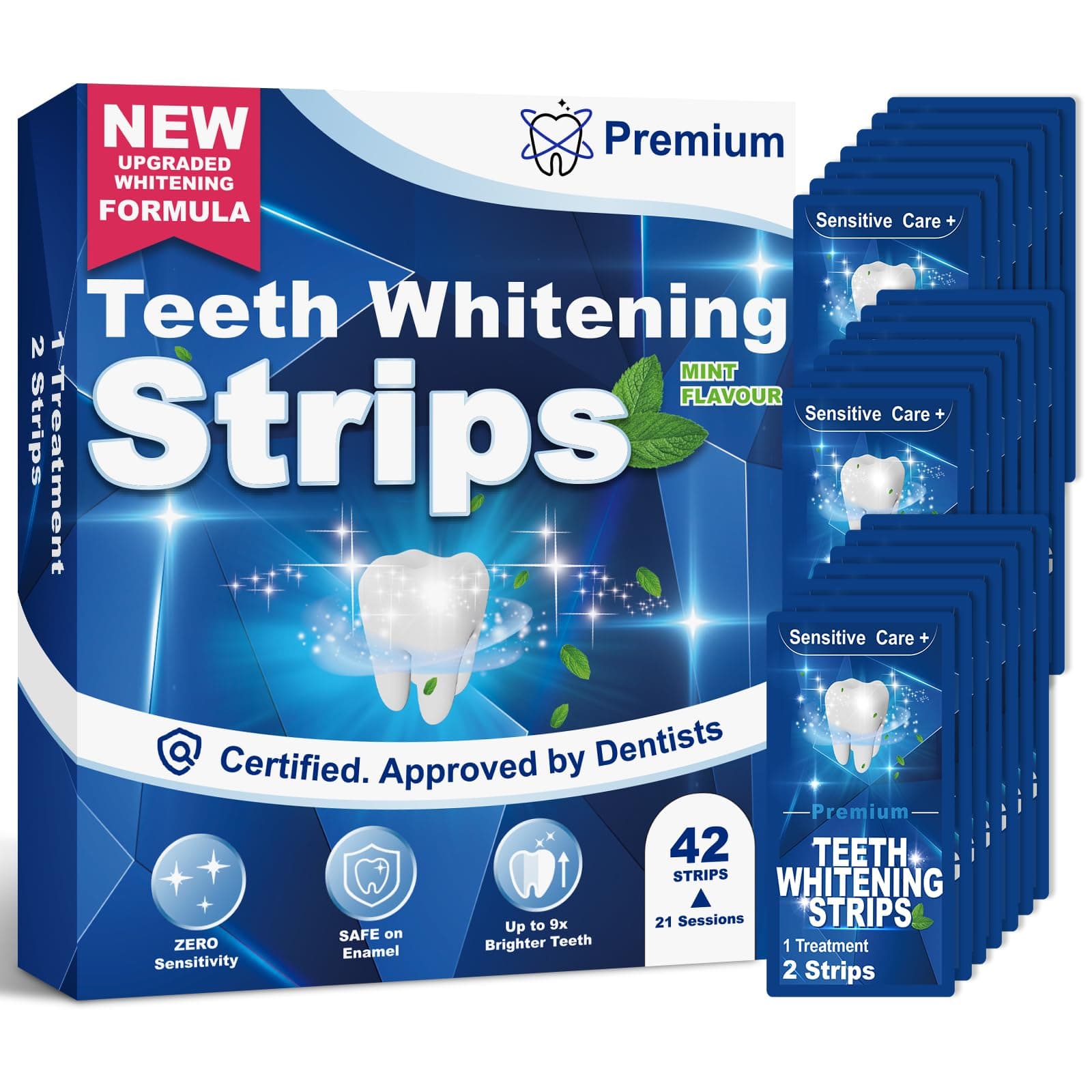 Teeth Whitening Strips: 42 Upgraded Sensitivity Free Whitening Strips for Removing Smoking Coffee Stain, 21 Treatments White Strips for Teeth whitening, Effective Home Use Tooth Whitening Kit