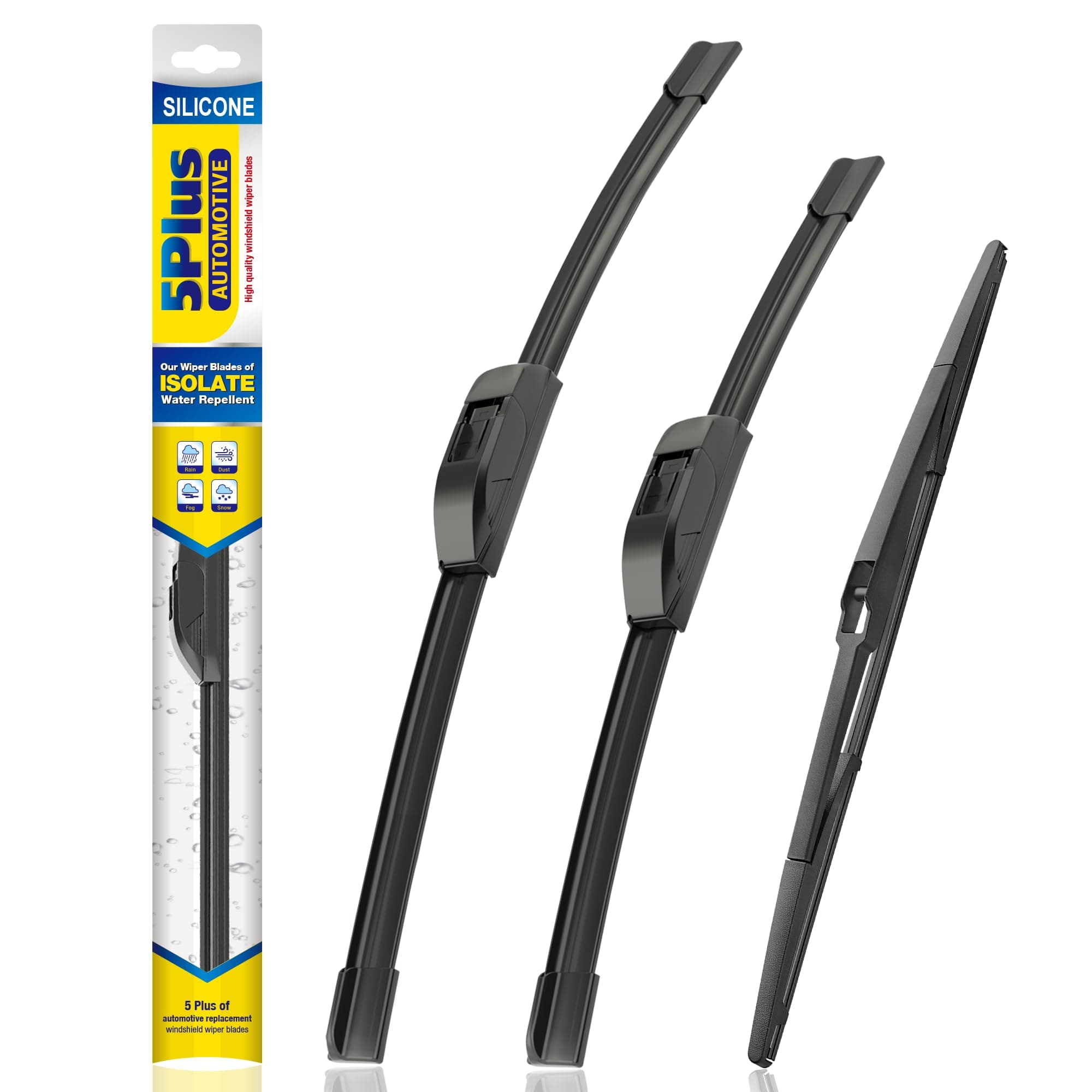 5 PLUS® Silicone Windshield Wipers Replacement for 2004 2005 2006 2007 2008 2009 Toyota Prius Wiper Blades(Set of 3),Automotive Replacement Windshield Wiper Blades For My Car-26"/18"/16"