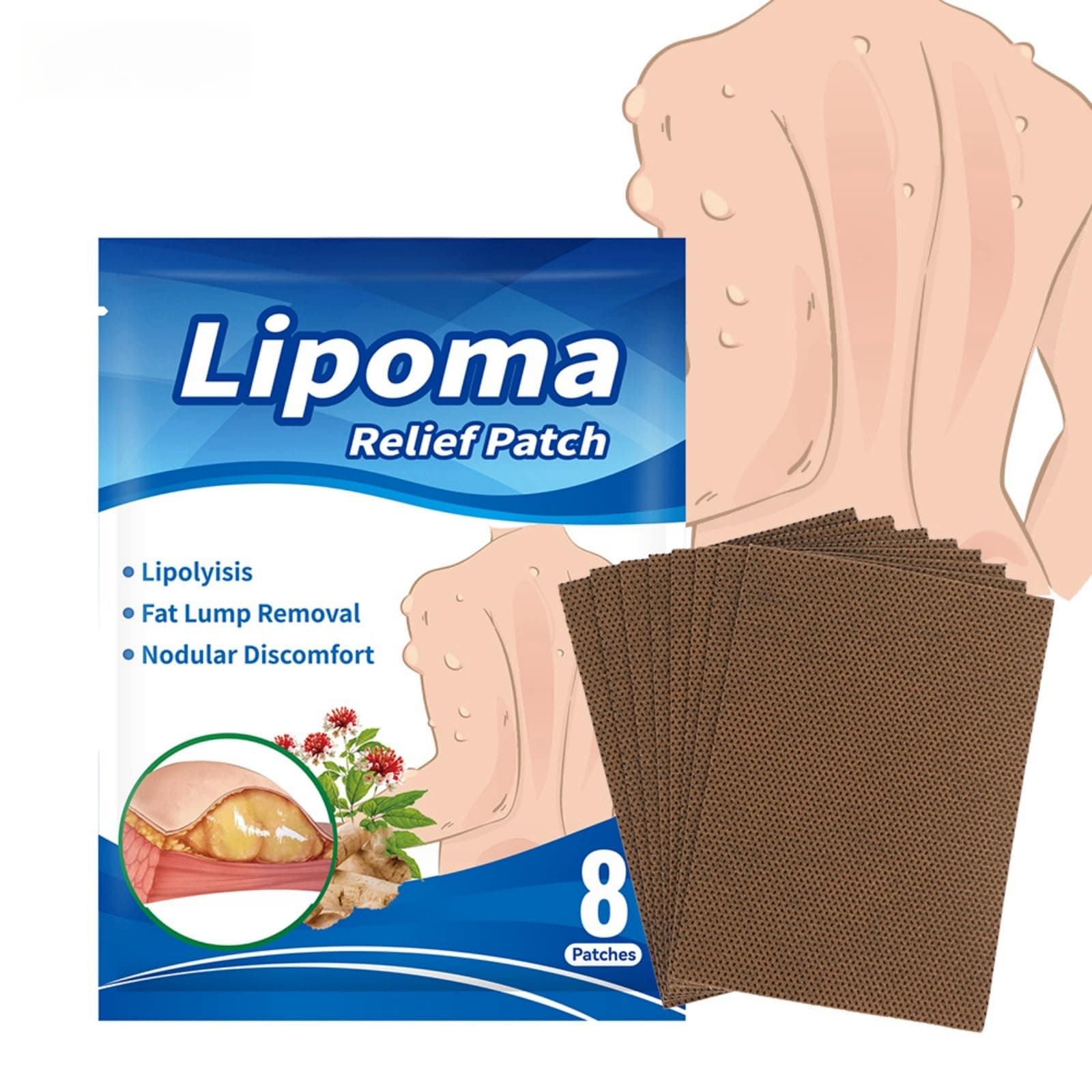 Lipoma Relief Patch 8-Pack Herbal Essence Patches for Lipoma Treatment, Effective Relief for Subcutaneous Lumps and Tumors, Soothes and Reduces Fatty Deposits, Promotes Skin Health & Comfort