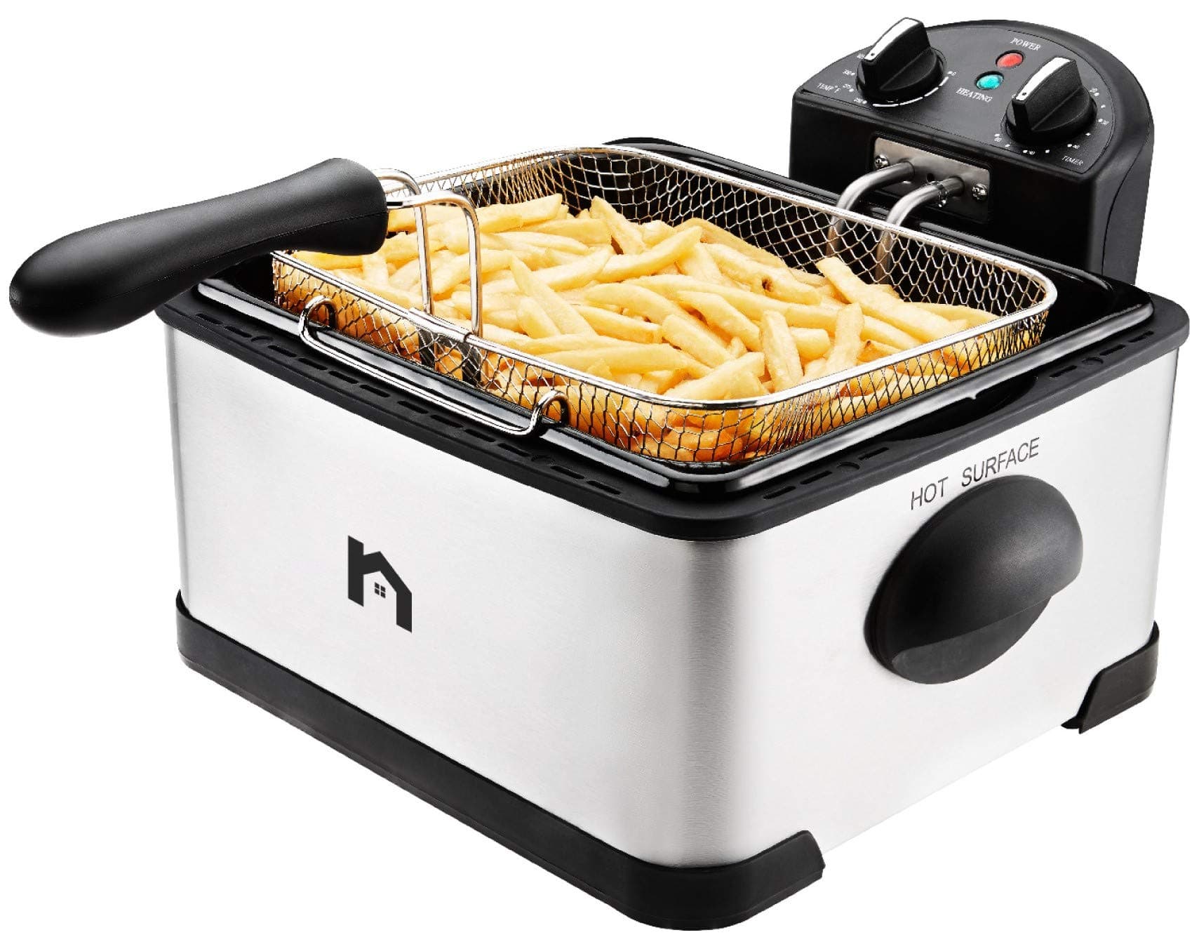 Jumbo Size Deep Fryer with Adjustable Temp Removable Basket and Oil Container, 4.5 Liter Capacity