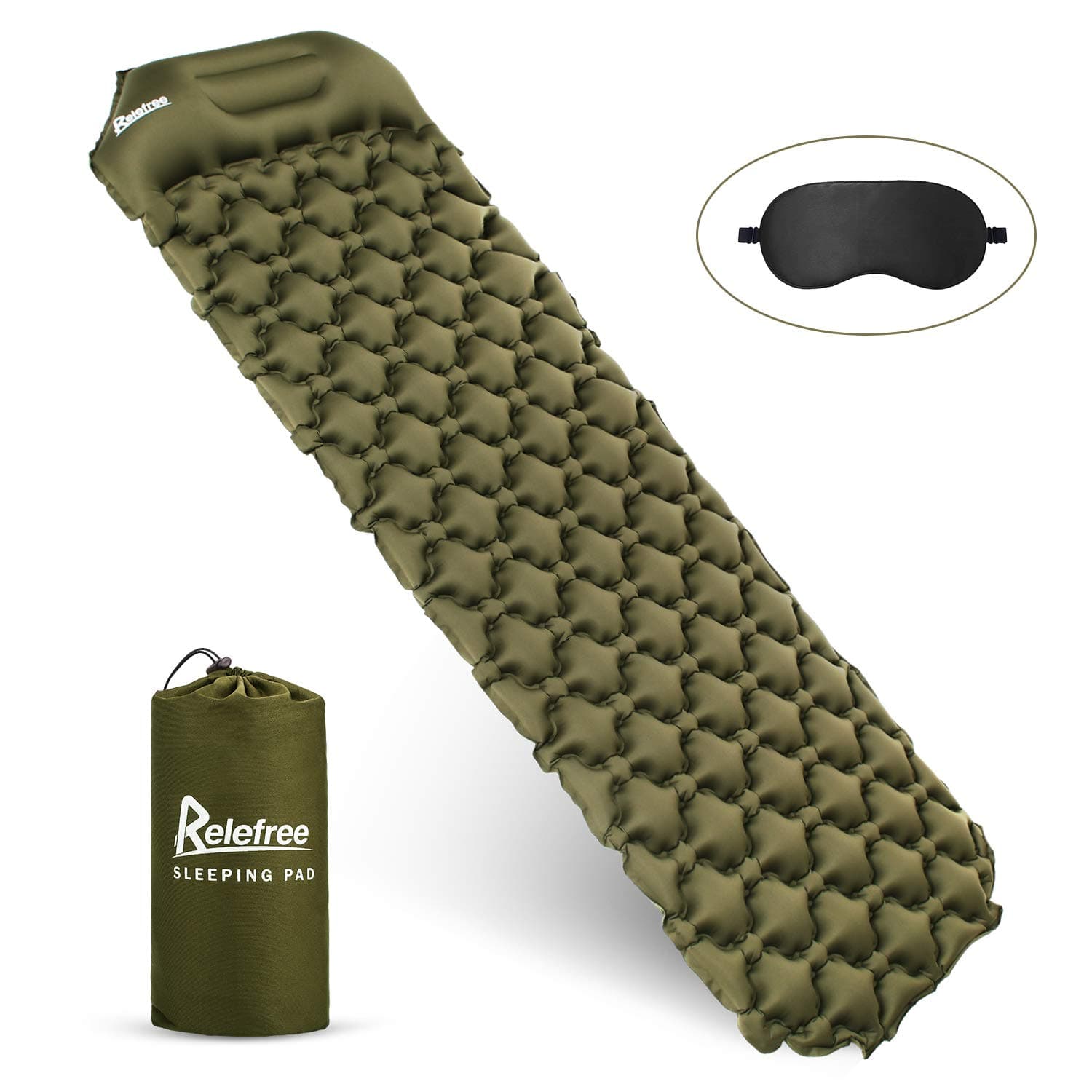 Relefree Camping Mat Sleeping Mat with Pillow Ultralight Folding Camping Air Mattress For Outdoor Tent Sleeping Bag and Backpacking Hiking Camping Sleeping