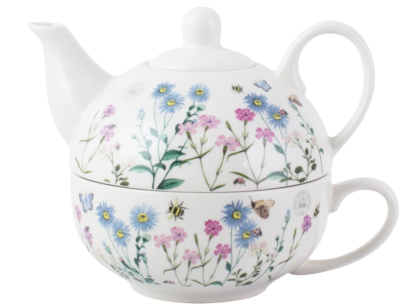 Royal Botanic Gardens Kew "Meadow Bugs Ceramic Tea for One Set by Creative Tops, Cup 280 ml (9 fl oz), Teapot 450 ml (15 fl oz)
