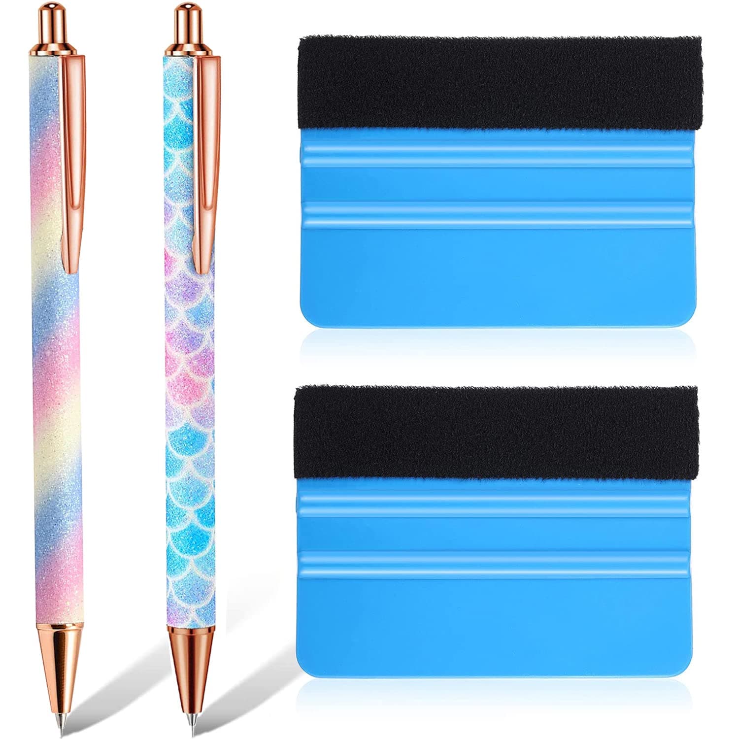 Weeding Tools for Vinyl,2 Pieces Air Release Pen Craft Vinyl Weeding Tools Stainless Steel Point Retractable Air Release Weeding Tools with 2 Felt Squeegees for Craft Weeding Essential Adhesive Vinyl