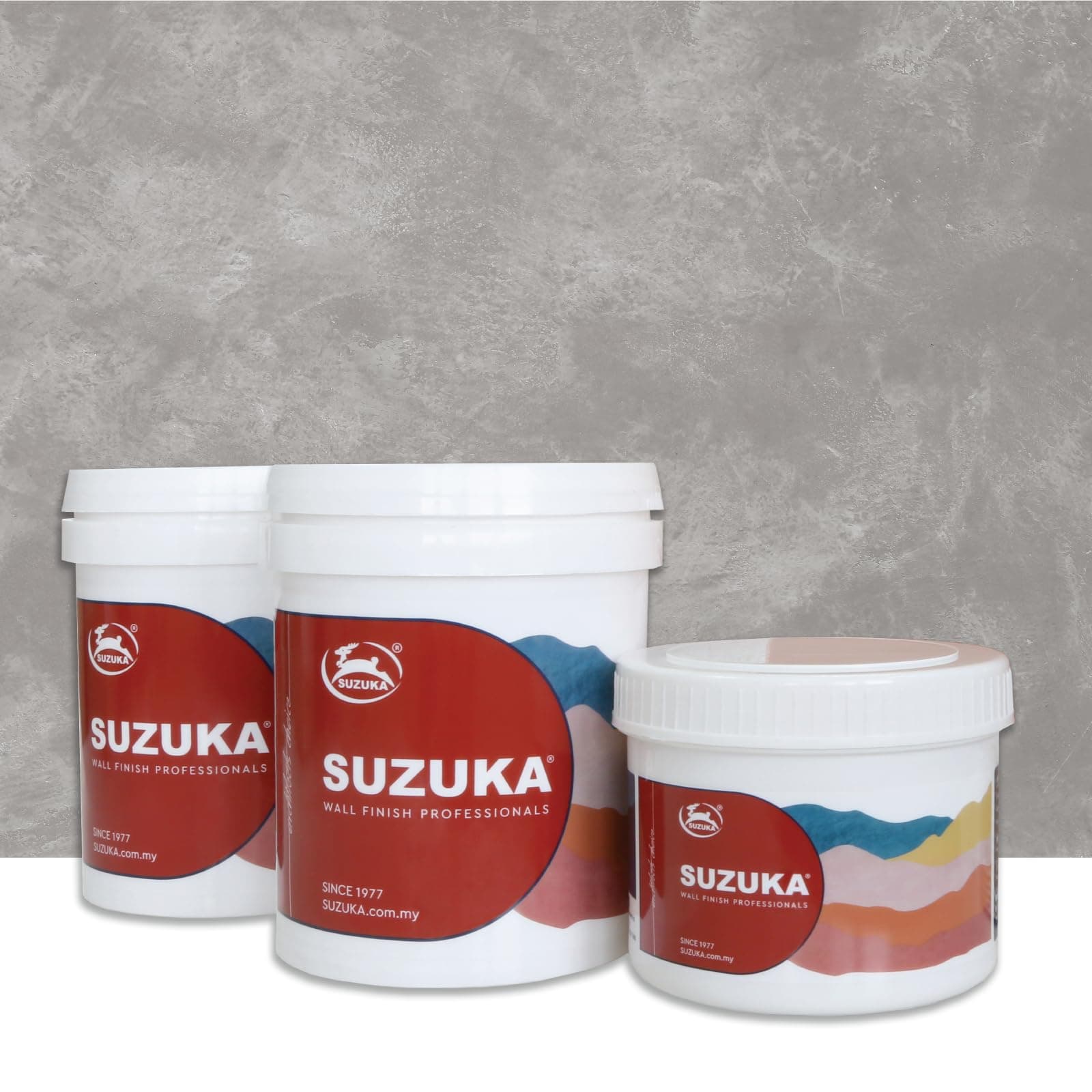 SUZUKA Strato Texture Limewash Effect Matte Wall Paint SCT-301 - Lime Wash Plaster, Venetian Interior Paint - Primer and Wax Top Coat included - Silver Grey