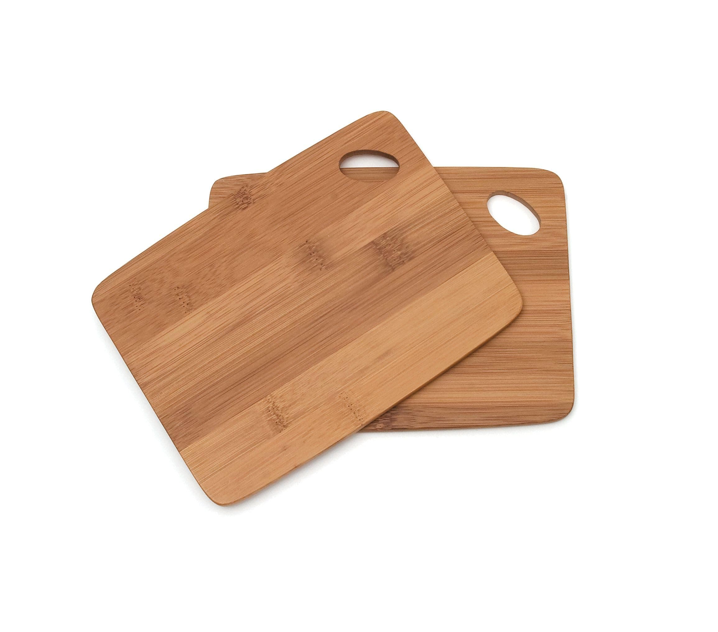 Lipper International Bamboo Wood Thin Kitchen Cutting Boards with Oval Hole in Corner, Set of 2 Boards, 6" x 8" x 0.25"