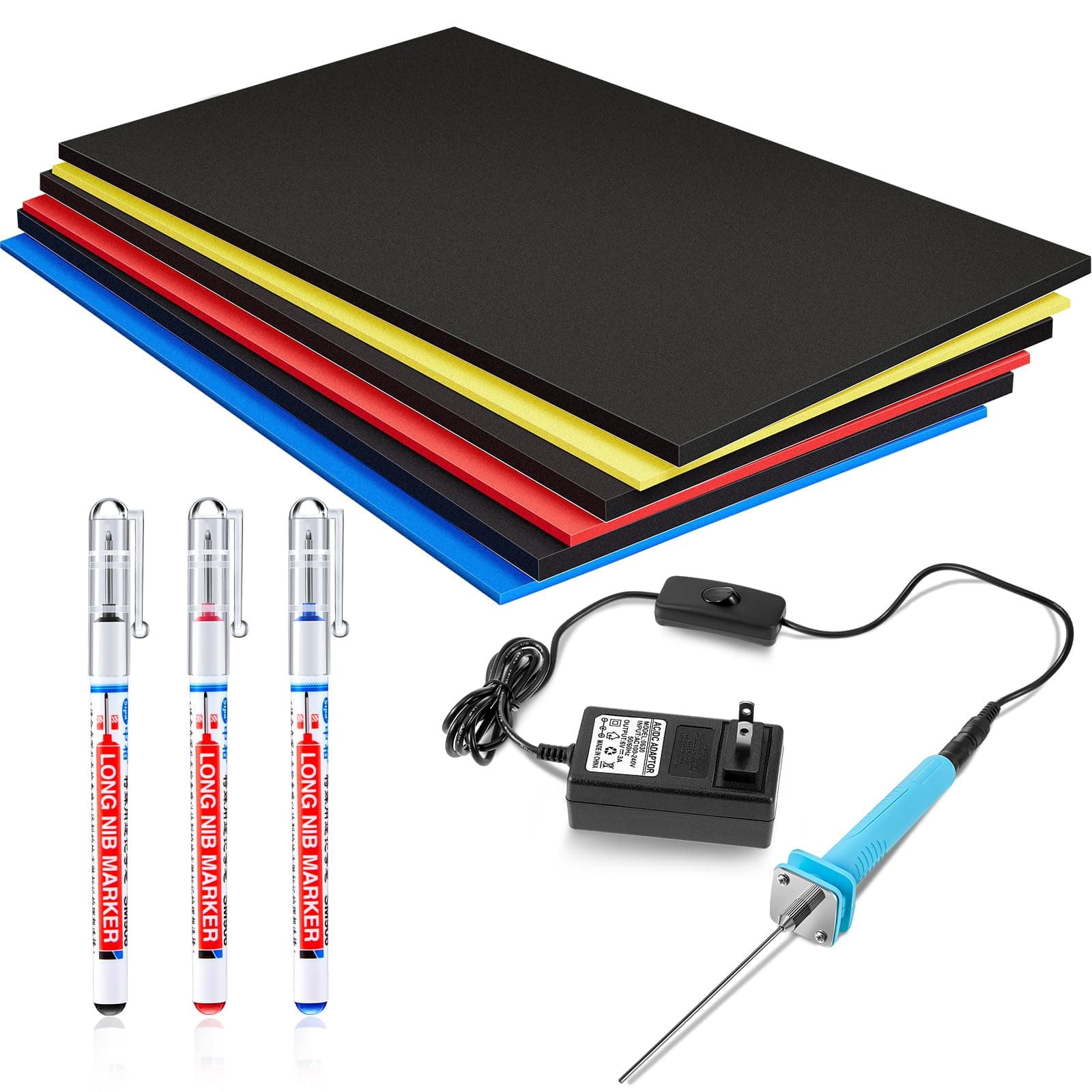 Fabbay Tool Box Foam Sets Includes 3 Foam Organizers 1 Cutter and 3 Deep Hole Marker Pens Tool Box Liner Adjustable Non Slip Toolbox Liner Mat(16.5 x 22 Inches)