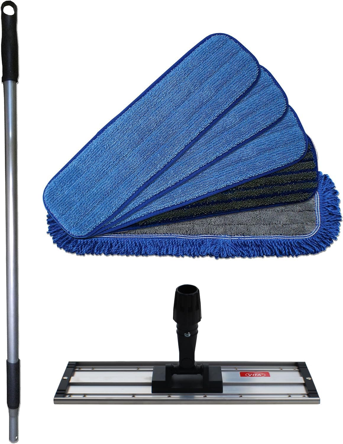 Professional Microfiber Mop Set - 5 Pads, Aluminum Handle, and Frame for Effortless Cleaning