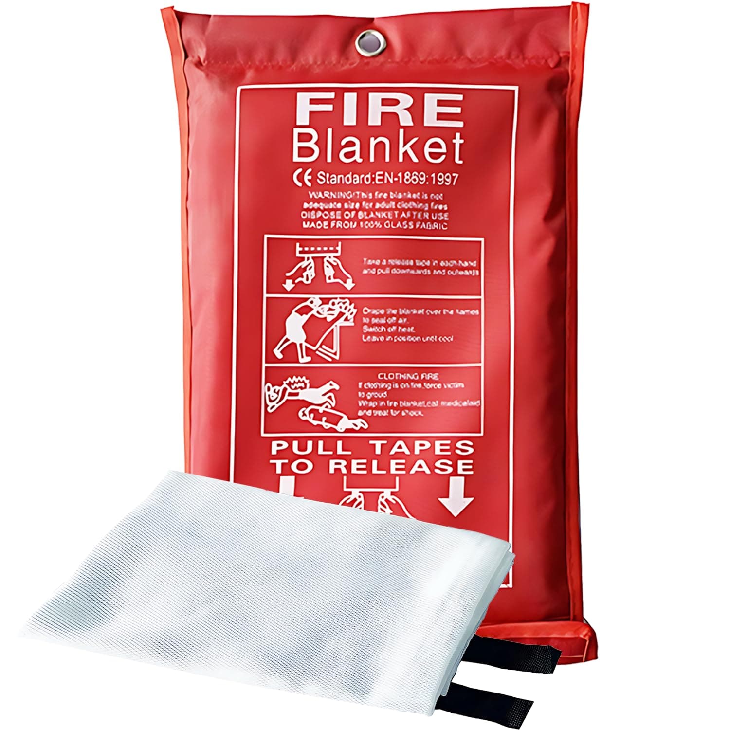 Emergency Fire Suppression Blankets 40" x 40" Fire Proof Fiberglass Blanket for Survival - High Heat Resistant Fire Extinguisher for Office, Home, Kitchen, Grill, Camping, Car, School, etc. 1-Pack