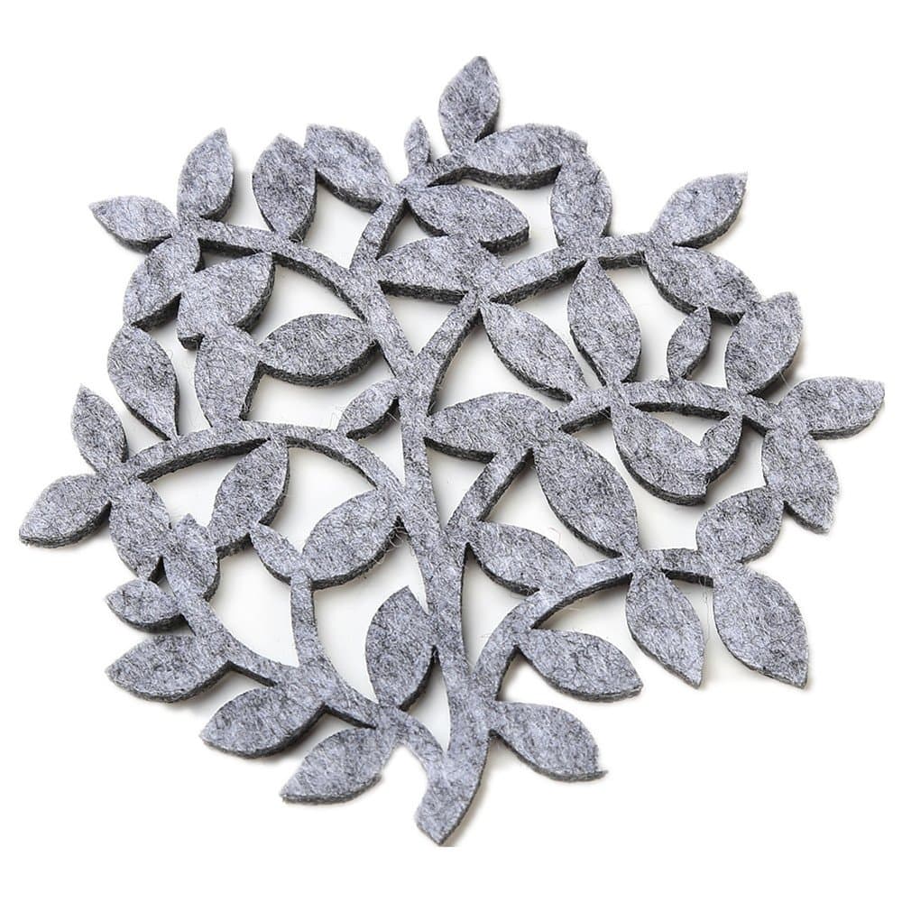 Tree Pattern Felt Coaster Set of 6, Grey - Home Furnishings House Decorations - Good Drinks Absorbent - Housewarming Gift