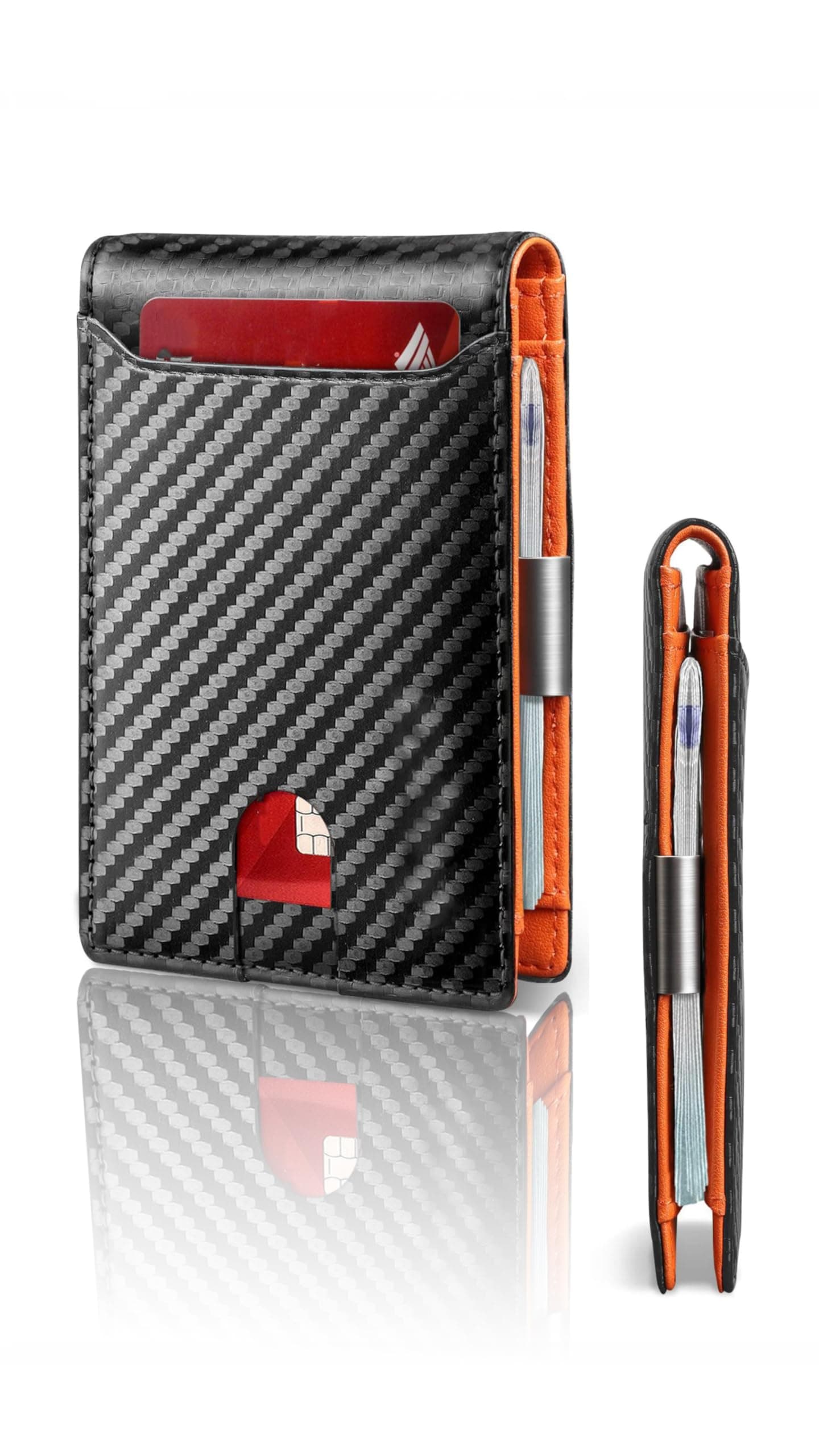 Sweet seven 12 Slots RFID Blocking Men's Wallet, Black Wallet for Men, Slim Larger Capacity with Minimalist Front Pocket Bifold Leather with ID Window Gift Box