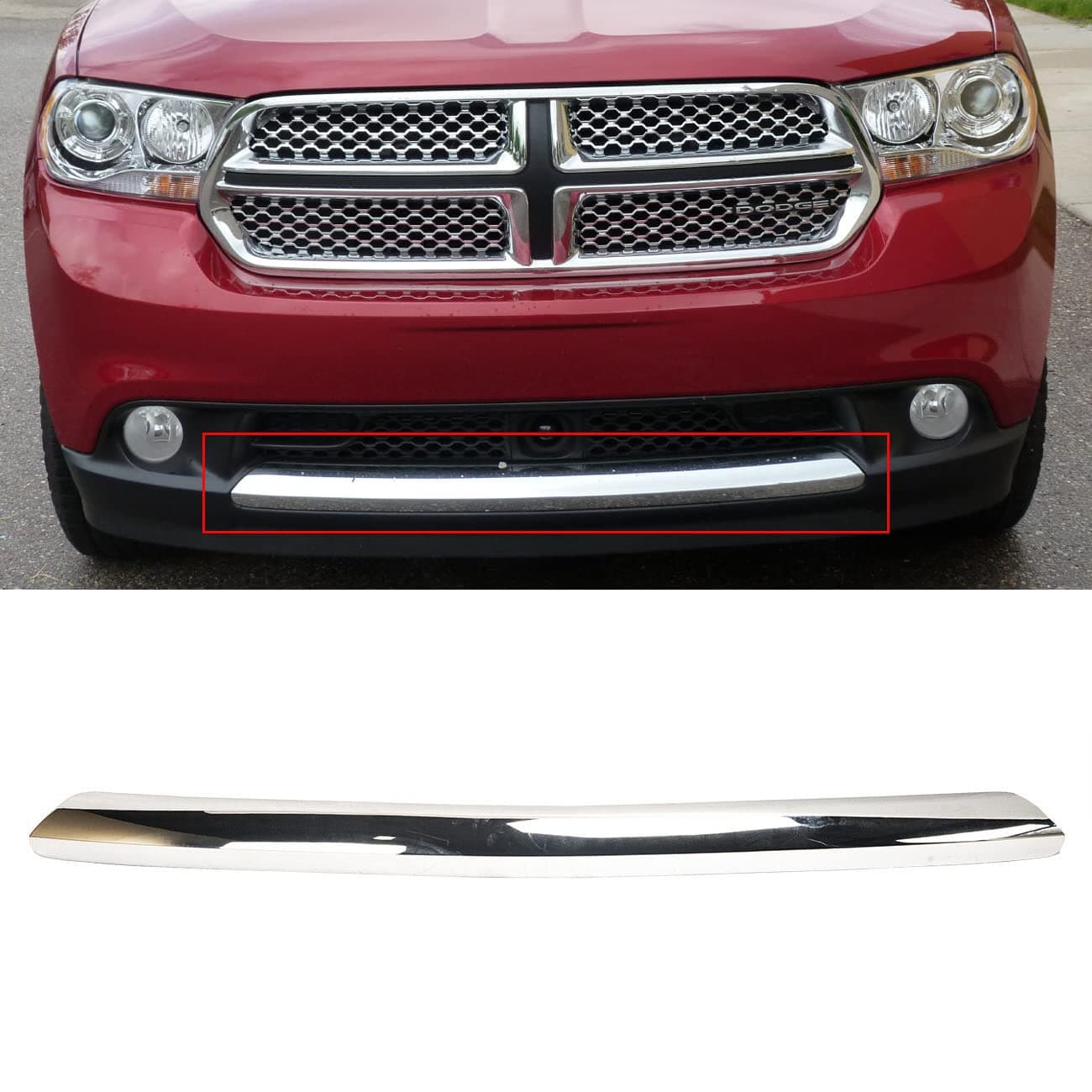 KARPAL Front Lower Bumper Trim Molding Chrome Compatible with 2011-2013 Dodge Durango CH1044109 68089170AB