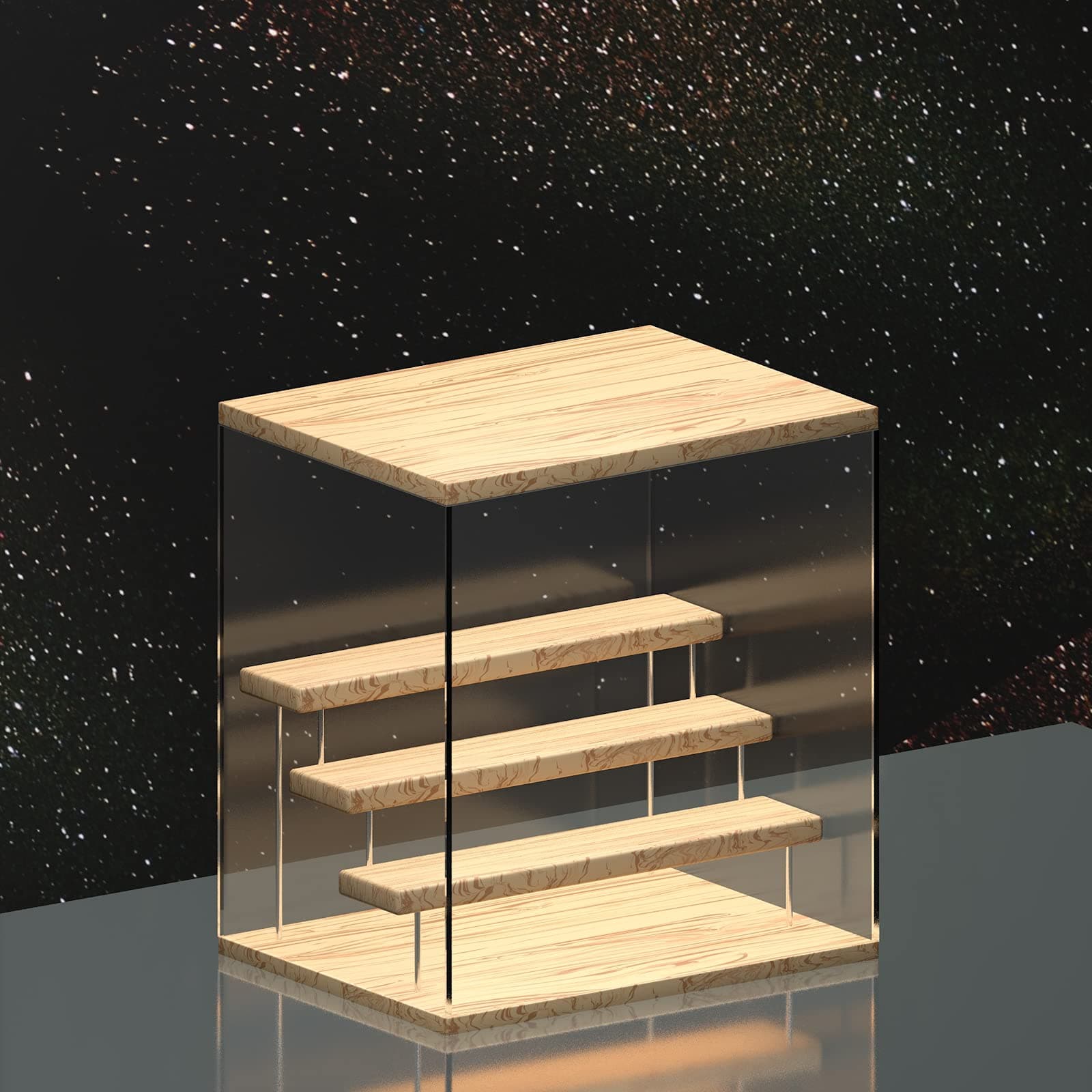 Nynelly 4 Tier Clear Acrylic Display Case Stand Assemble Countertop Box Storage Cube Organizer Dustproof Protection Showcase for Action Pop Figures Collectibles Toys,12.5" L x 10" W x 12" H,Walnut