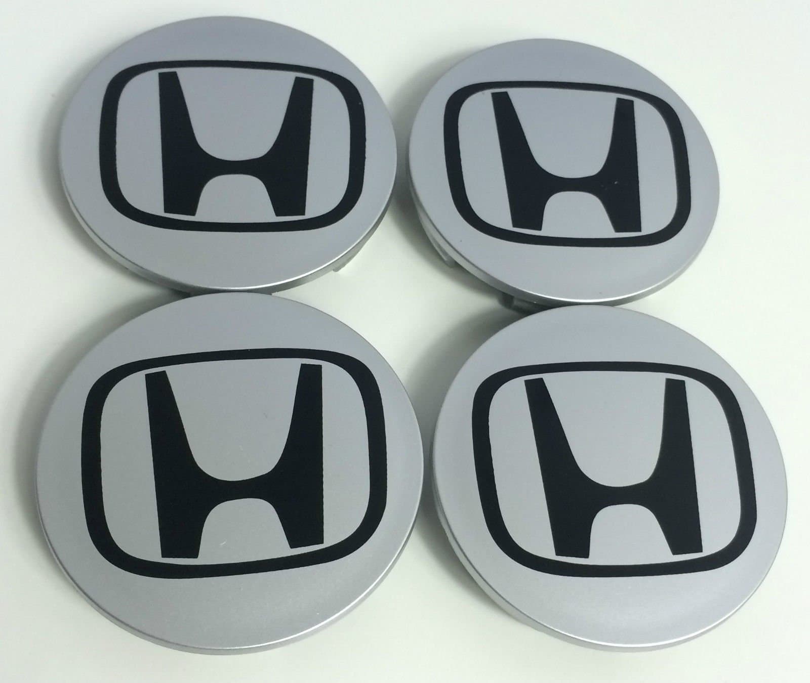 4x High Quality Honda Emblem Logo Badge Matte Silver Matt Black Alloy Wheel Center Hub Caps 68 MM For Civic Accord and other models