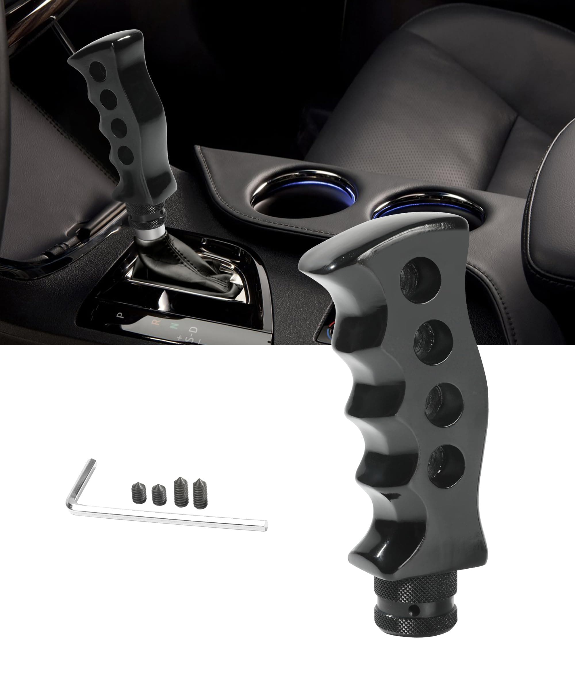 Zlirfy Shift Knob,Automatic Shift Knob,Car Gear Shift Knob,Car Accessories,Car Grip Knife Handle Gear with Screws and Spanner,Gear Lever Shift Knob Replacement for Manual Vehicle (Black)