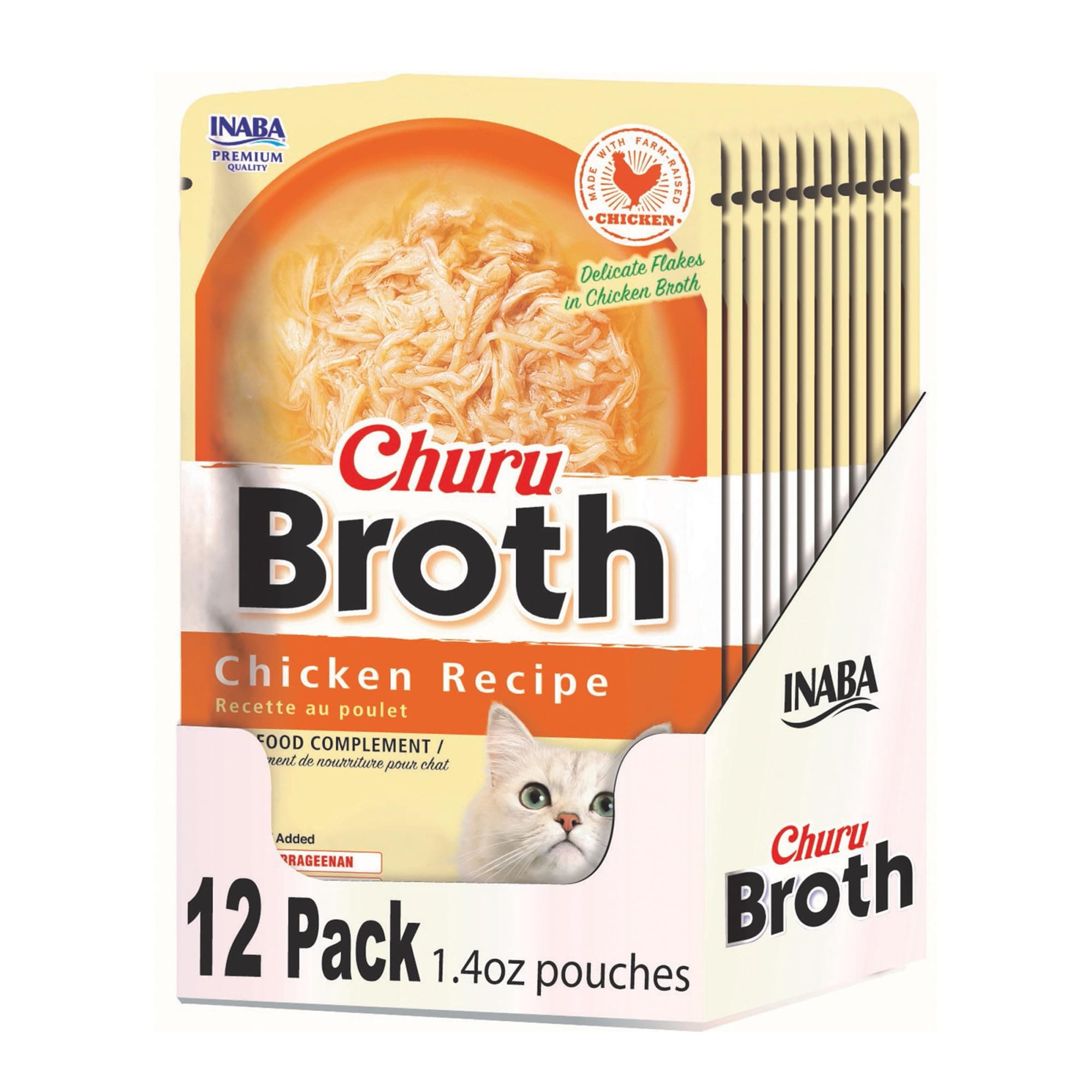 Churu Broth for Cats, Side Dish Pouch, 1.4 Ounces per Pouch, 12 Pouches, Chicken Recipe