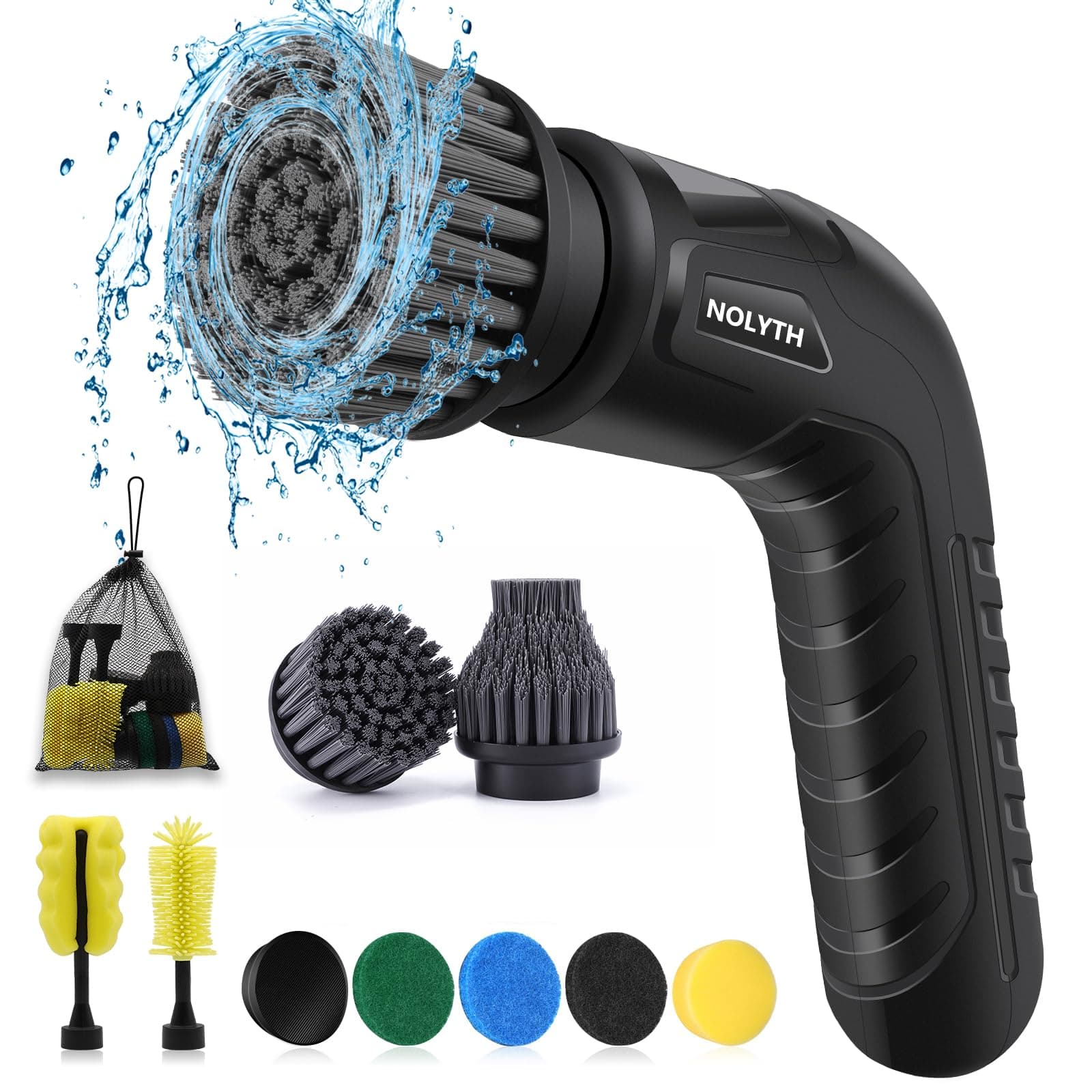 – Electric Scrubber Power Spin Scrubber Cordless, Electric Spin Scrubber with 8 Brush Heads 1 Net Bag, Electric Scrubbing Brush 2 Speed, Electric Cleaning Brush for Bathroom Shower Floor Grout