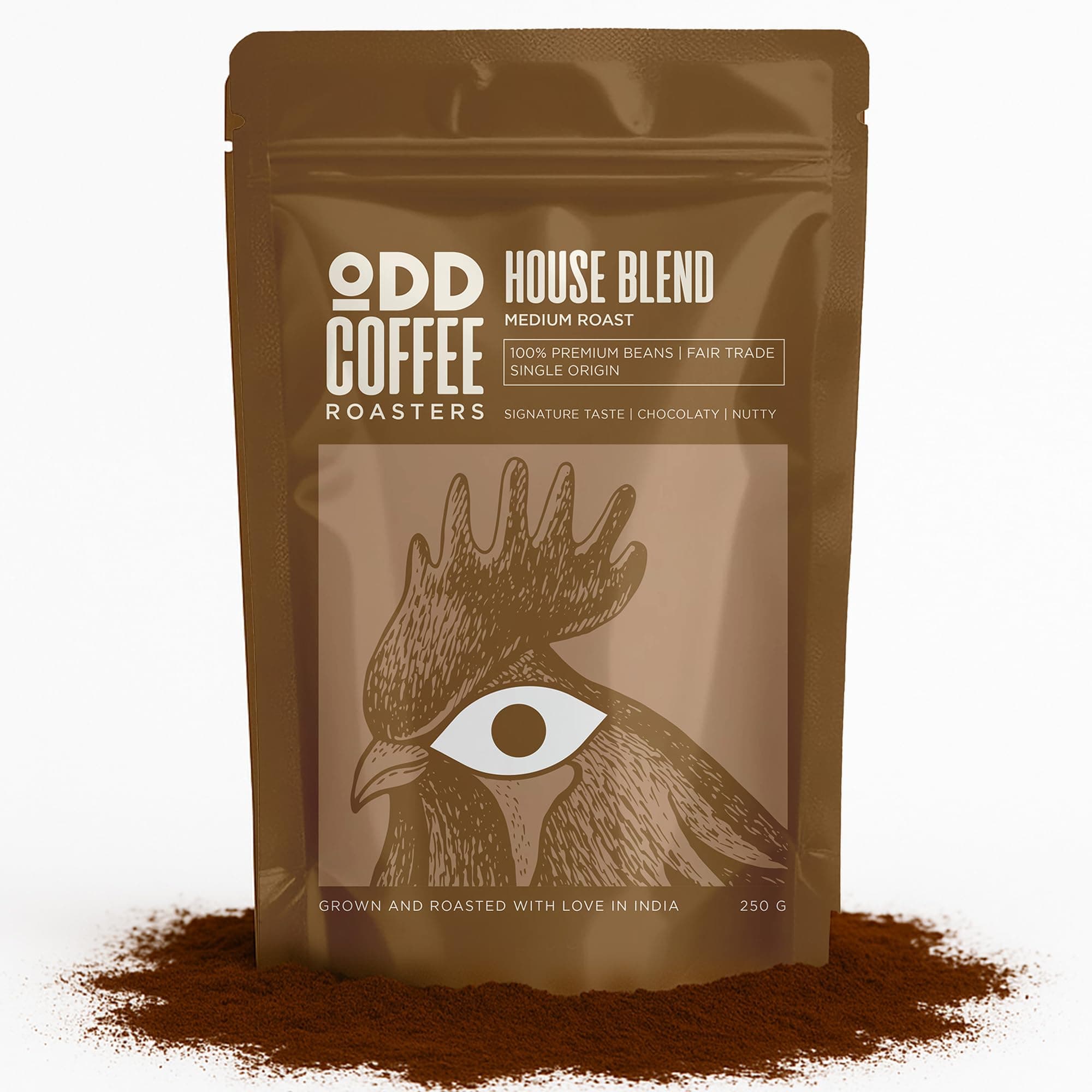 House Blend 60% Arabica 40% Robusta Roasted Coffee Powder 250 Gram Medium Roast | AAA Grade Specialty Beans | Chocolaty Nutty | Single Origin Ground Coffee Powder for Espresso