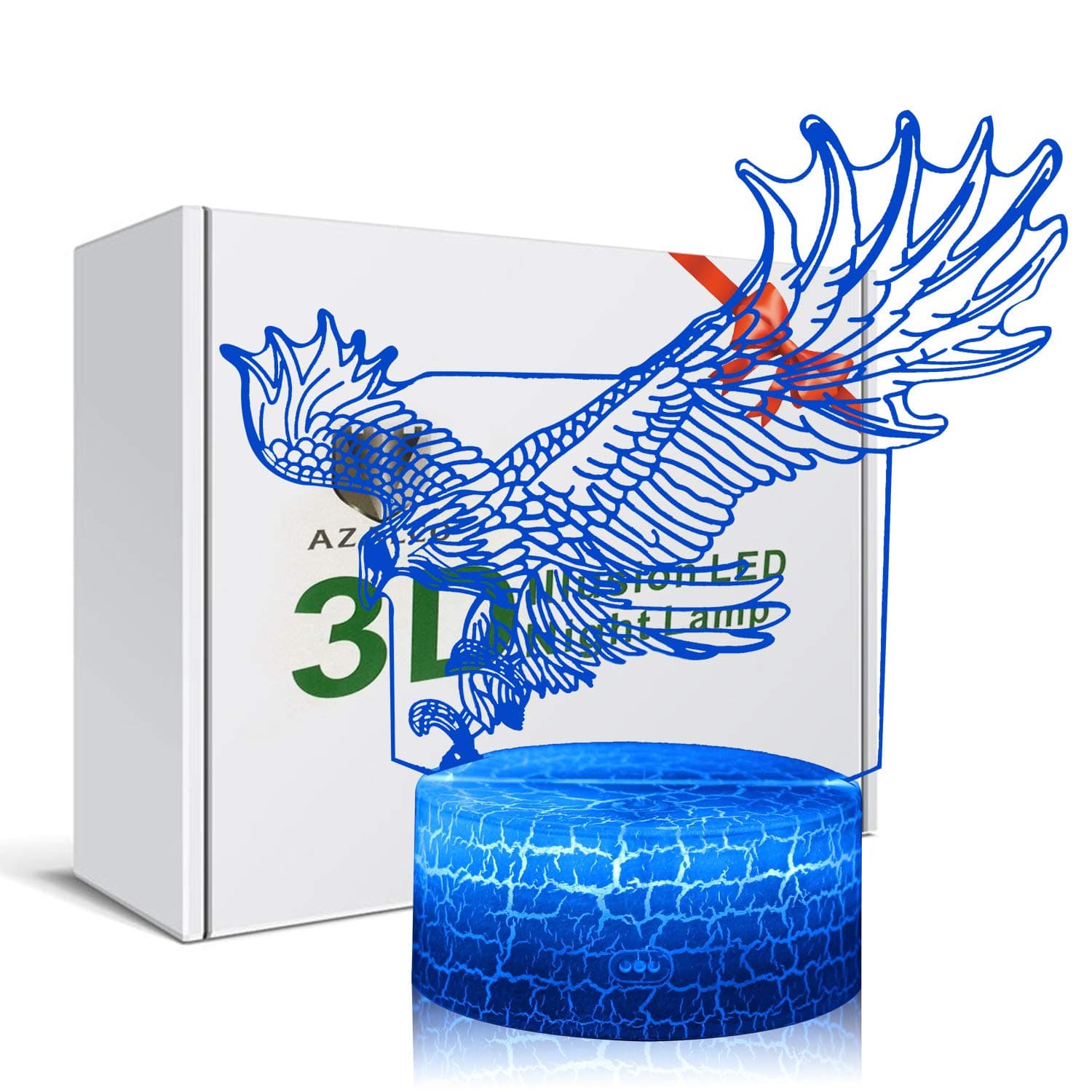 3D Illusion Flying Eagle Night Light Lamp 16 Color ChangeTouch White Crack Base with Remote Control Birthday Gift Present for Boys and Girls Party Kids Home Decor Bedroom Desk Decorations