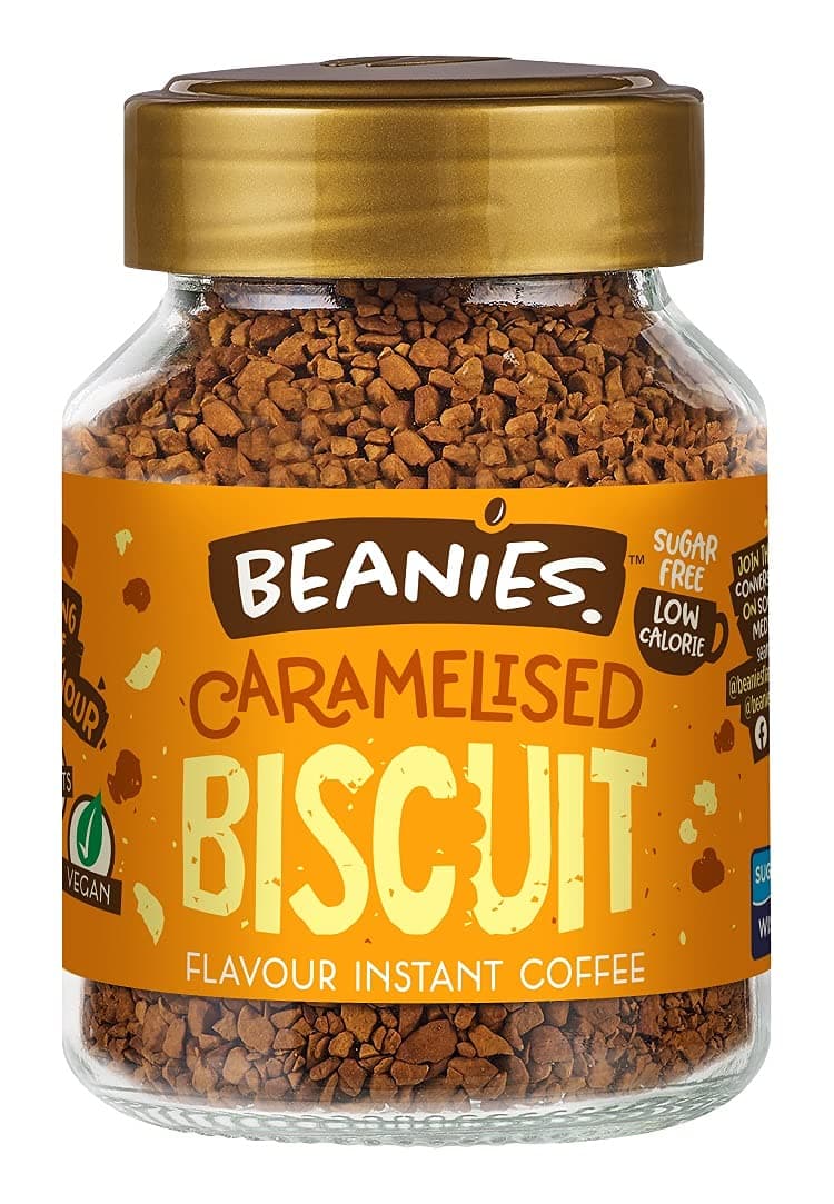 Beanies | Instant Flavored Coffee | Caramelized Biscuit | Low Calorie, Sugar Free | 50 g| Pack of 1