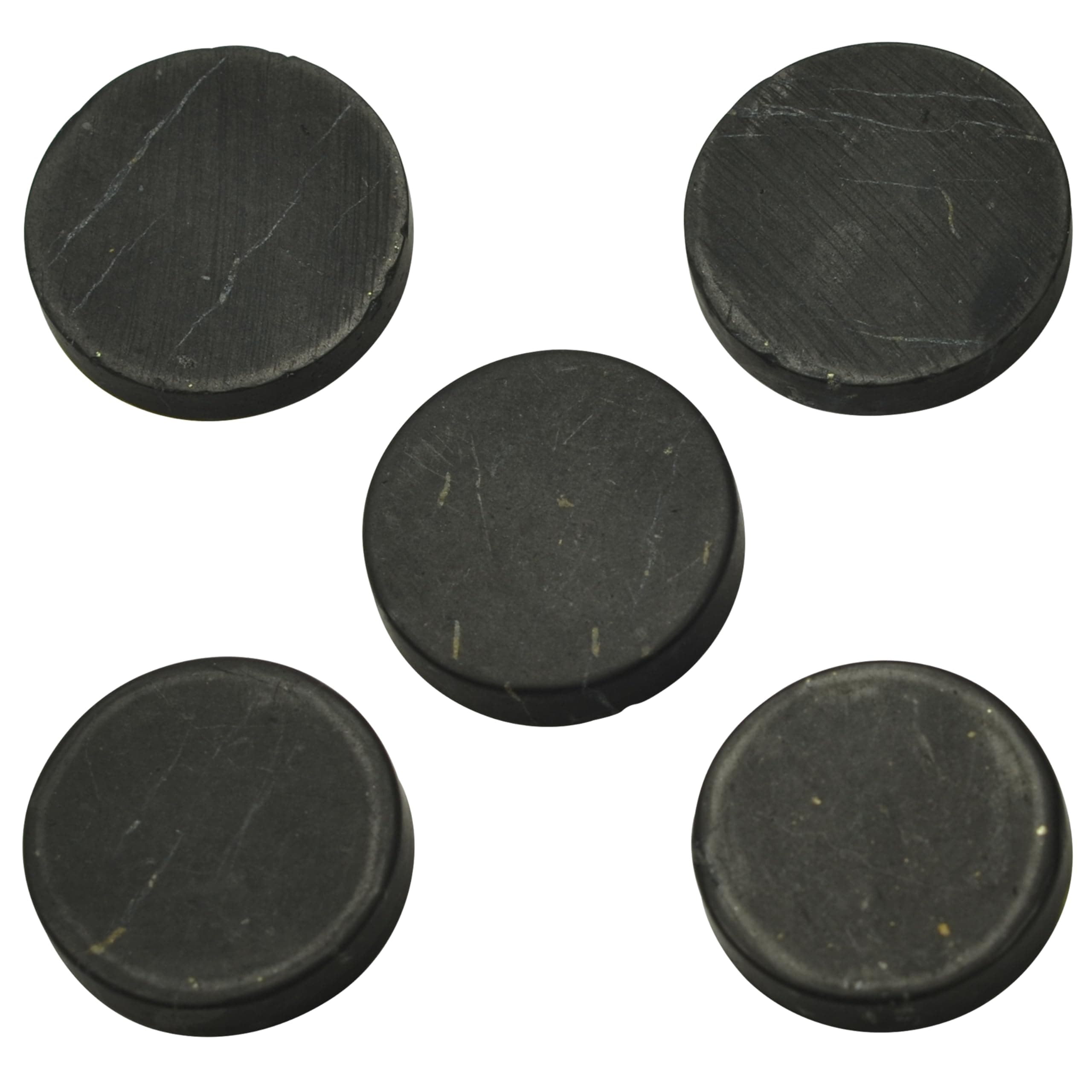 5 pcs Authentic Shungite Stickers Unpolished 20 mm / 0.78" Genuine Healing Energy Stone Protection Plate for Cell Phone Case Tablet Laptop Computer Noble Gemstone Protector Crystal