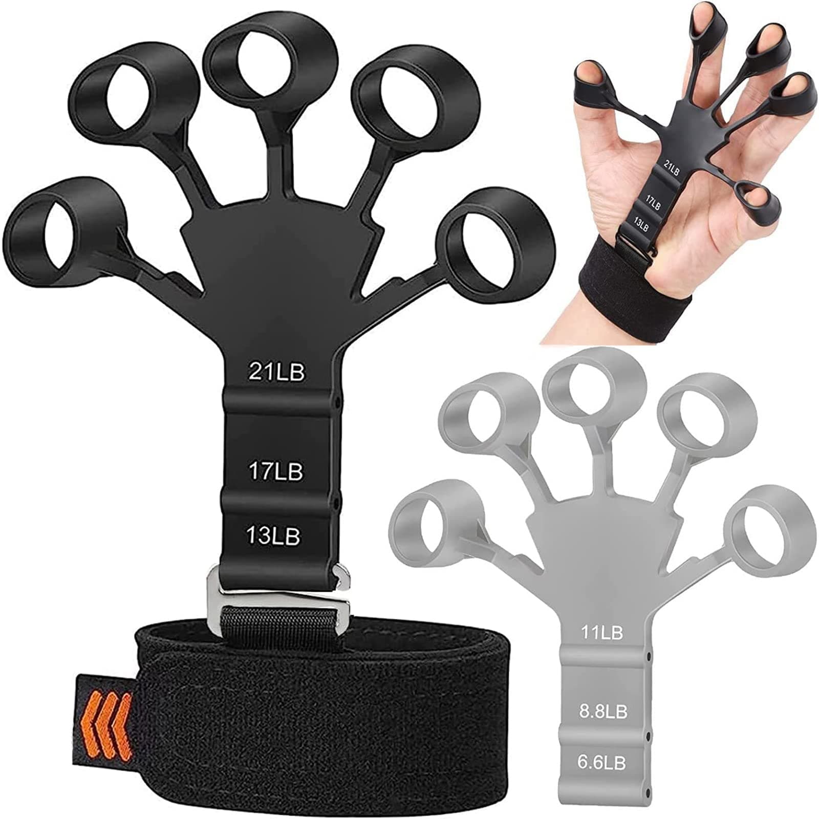 Exclusive Metal-Hook Grip Strength Trainer - 2PCS Upgraded Hand Grip Strengthener/ Forearm and Finger Strengthener w/ 6 Resistance Levels