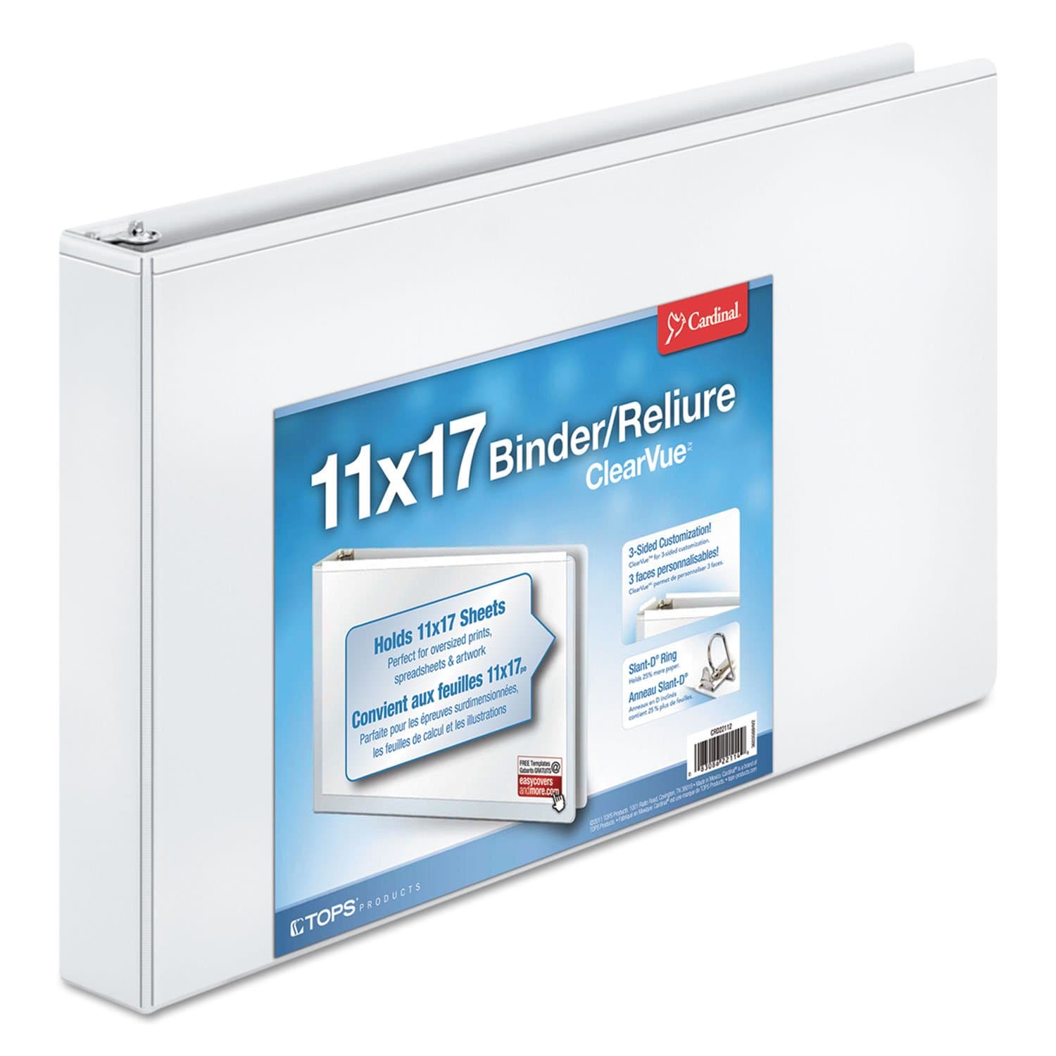 11-Inch x 17-Inch ClearVue Slant-D Ring Binder, 1.5-Inch, White (22122)