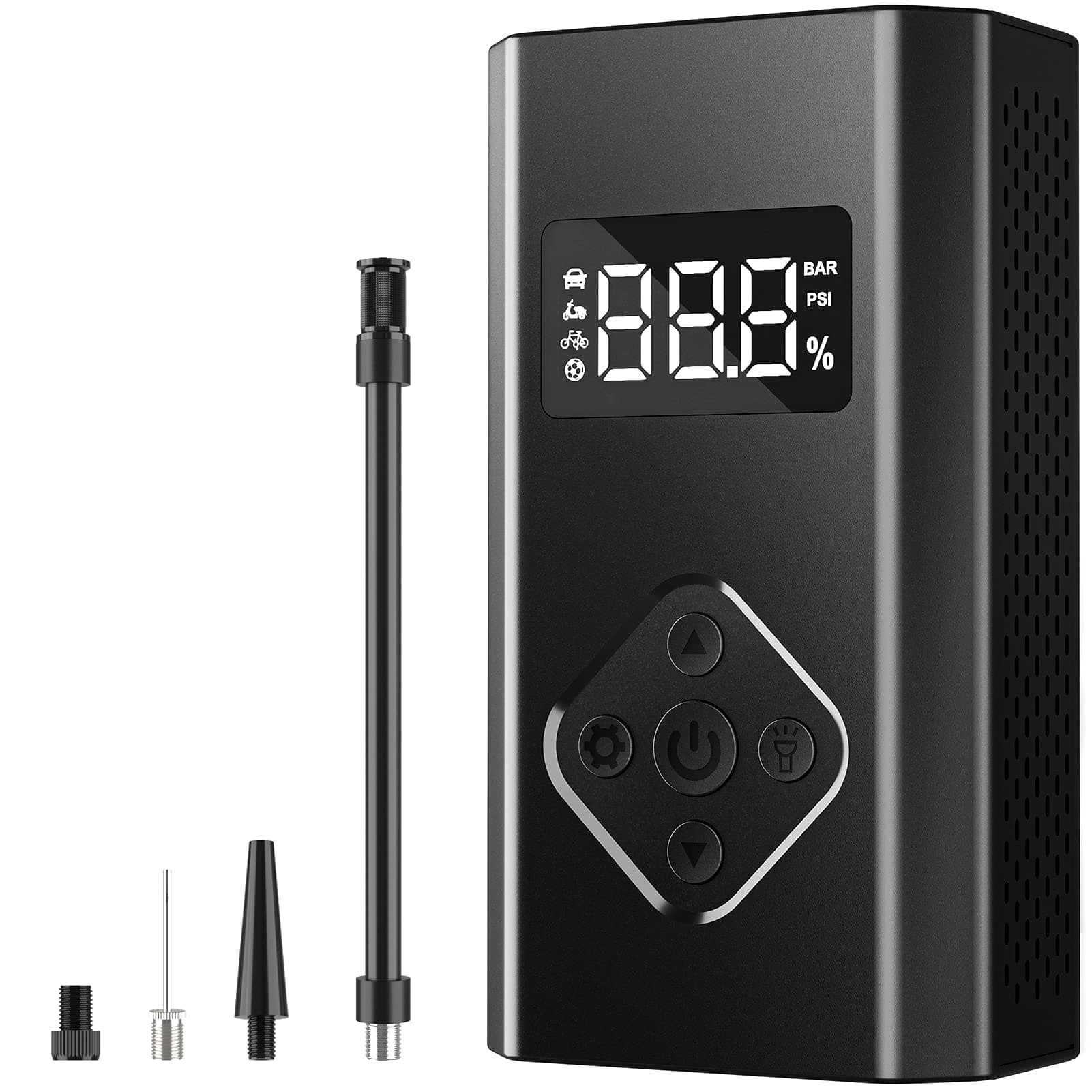 Air Compressor,Portable Hand-Held Inflator Tire Inflator,Auto Tire Pump with LED Light,Multi-Functional Use,Suitable for Bicycle Tire,Car Tire,Motorboat Bed,Football and Other Inflating Tools