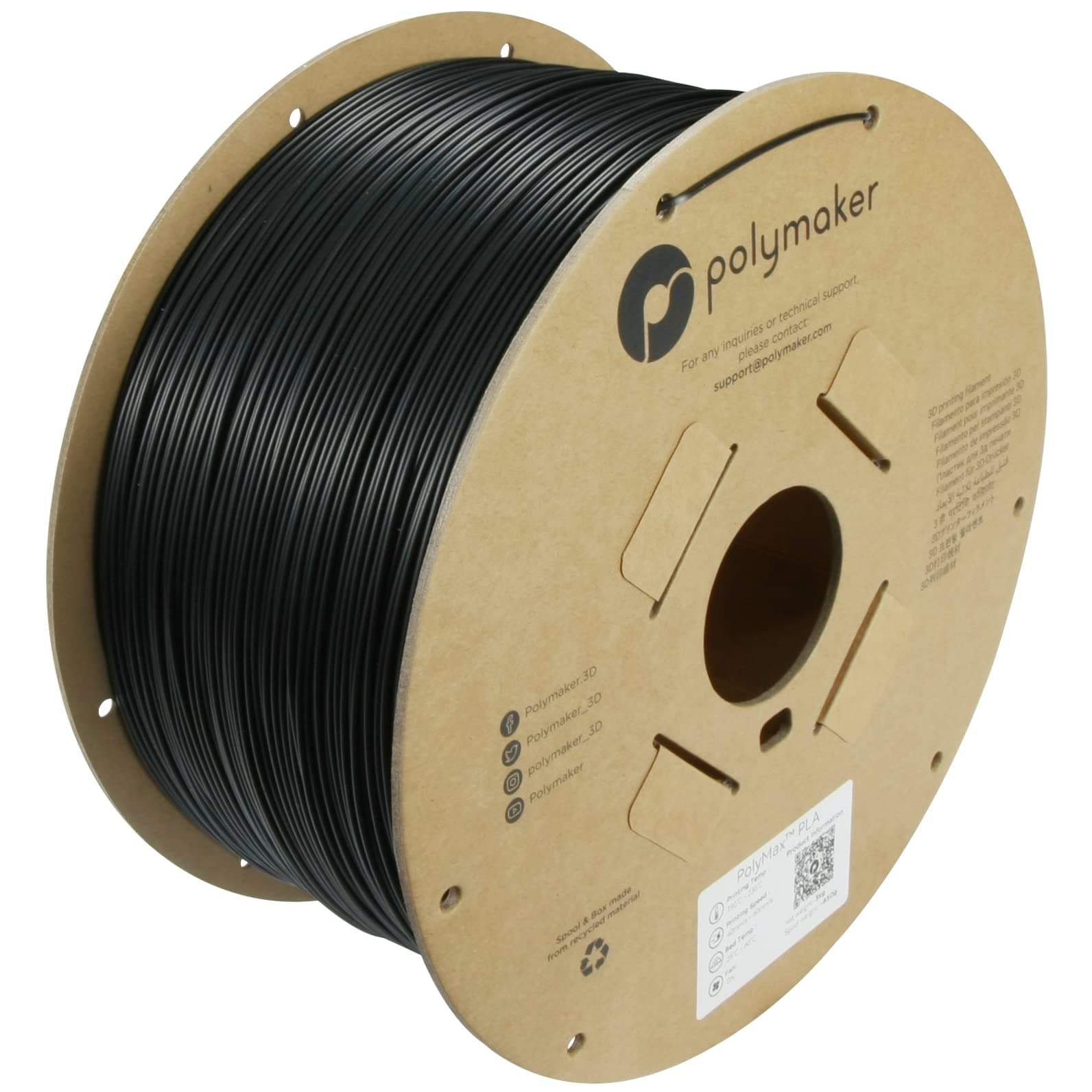Polymaker PLA Filament, Black 3D Printing PLA Filament 2.85mm 3kg - PolyLite 3D Printer PLA Filament, Dimensional Accuracy +/- 0.03mm, Compatible with Most 3D Printer, Black