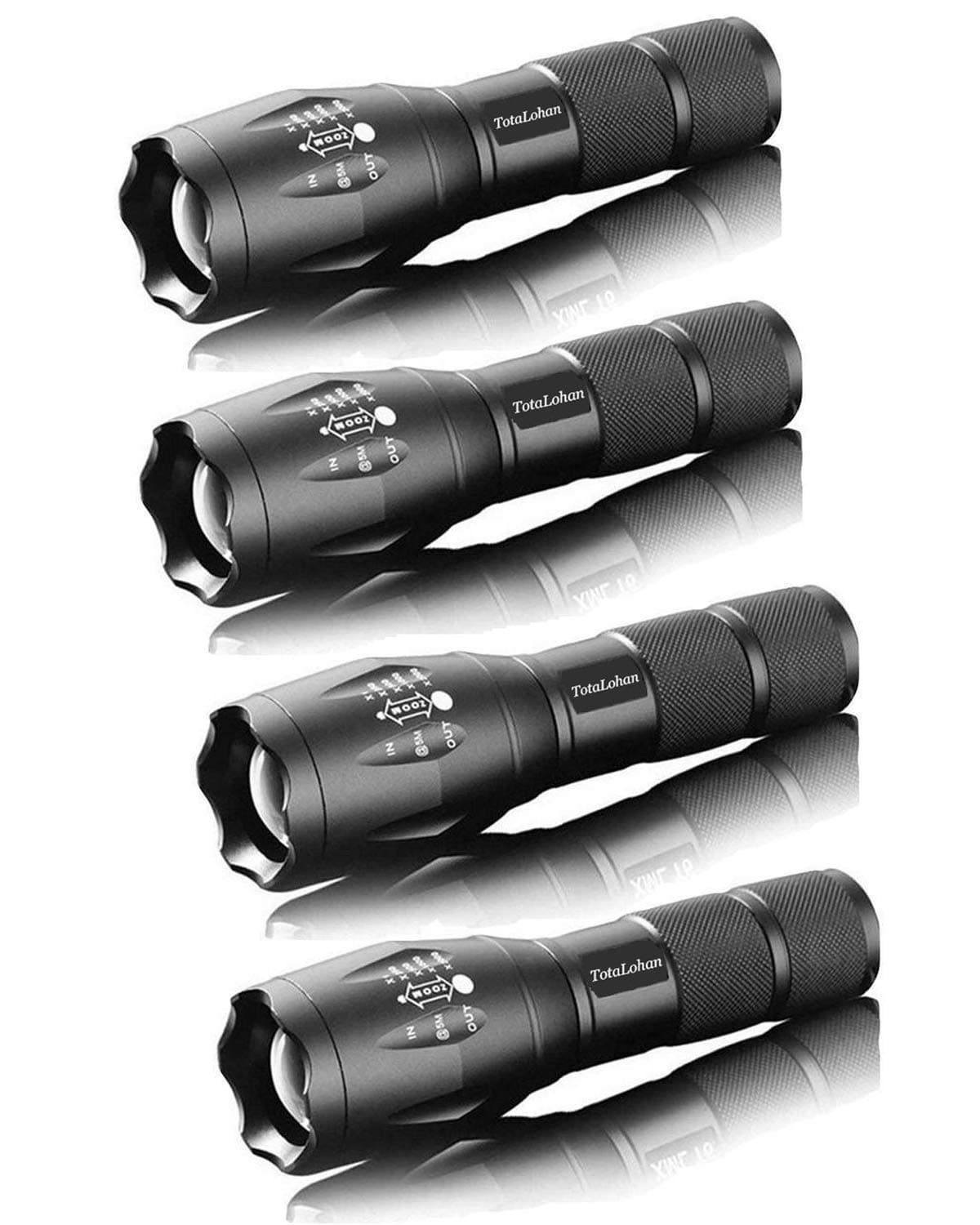Military Grade 2000 Lumen 5 Mode LED Tactical Flashlight Torch for Hurricane Camping Biking Hiking Home Emergency,4 Pack
