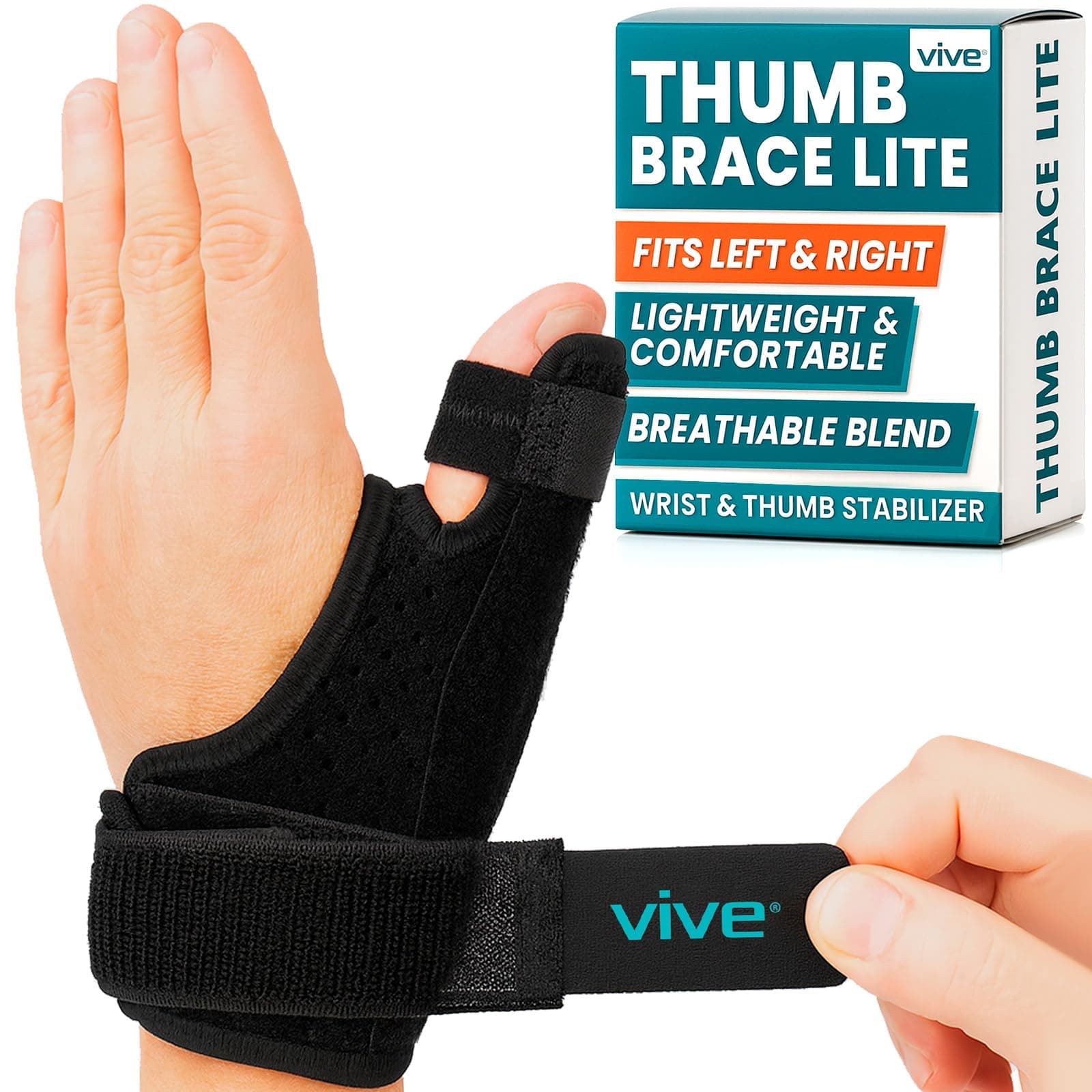 Vive Thumb Support Brace - Wrist Splint for Spica, Arthritis, Tendonitis, Hand Carpal Tunnel, Dequervains, Pain Relief - Thumb Wrap for Sprains & Strains Recovery - Fits Left, Right Hand, Men, Women