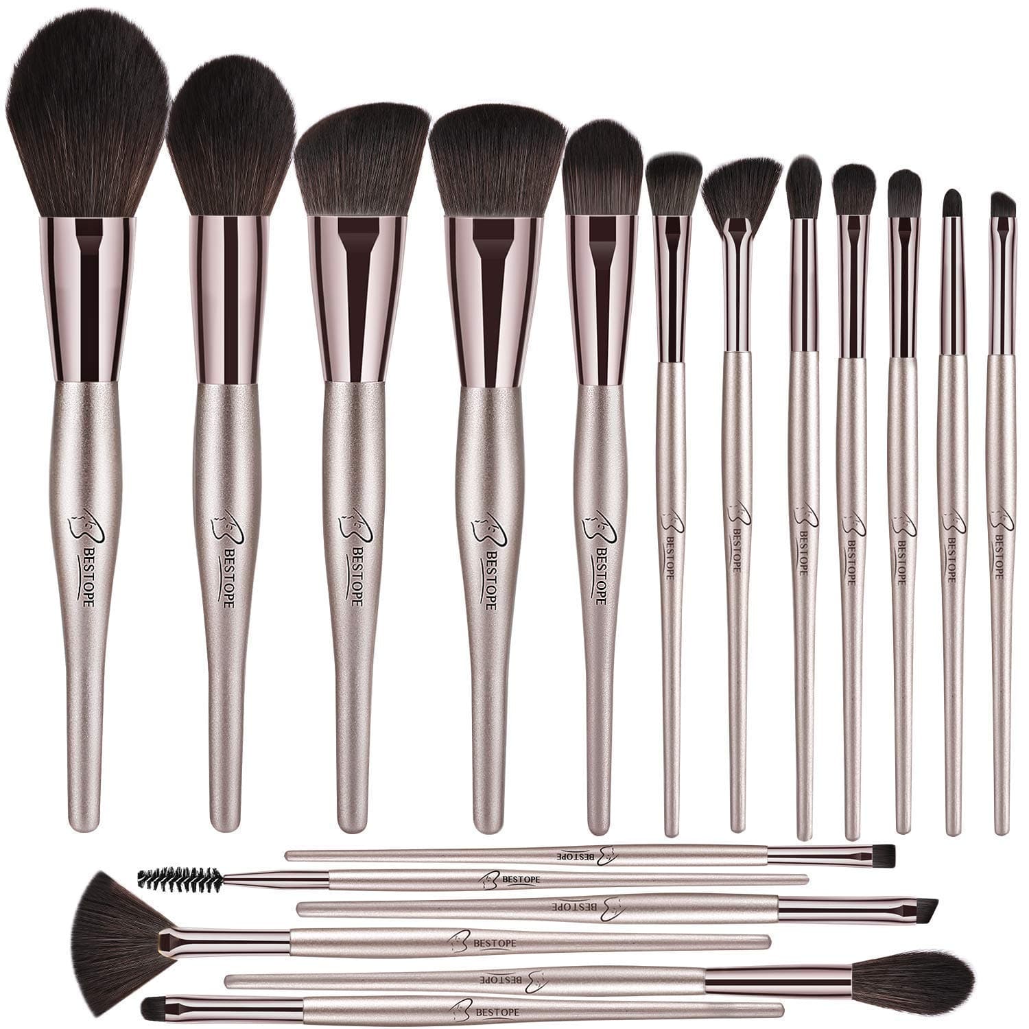 BESTOPE 18 PCs Champagne Gold Brush Set
