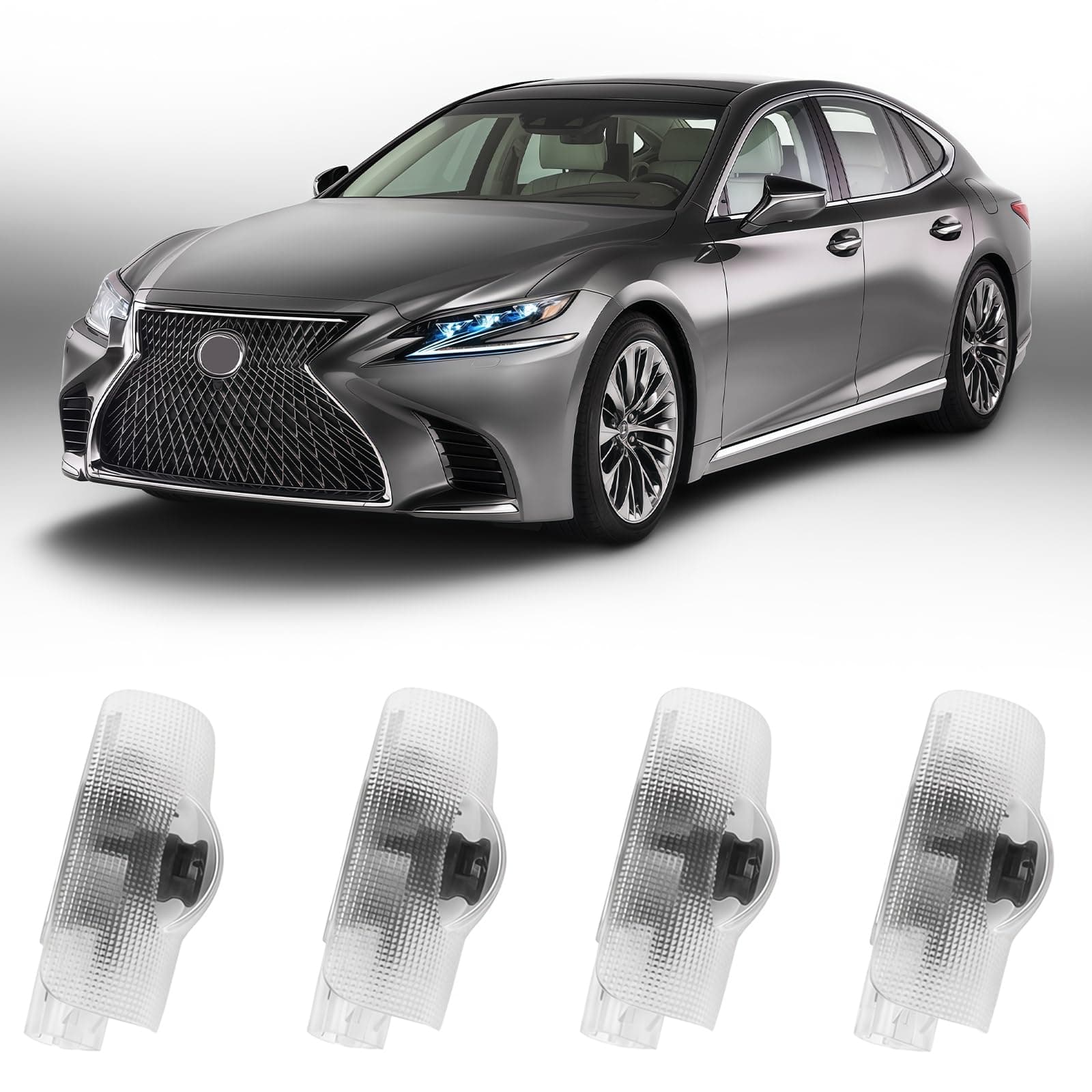 4Pcs Car Door Lights Logo Projector Compatible with LS/ES/is/LX/RX/GS/GX/RC/UX Car Accessories, No Fade HD LED Car Welcome Projector Lights, 3D Ghost Shadow Puddle Light