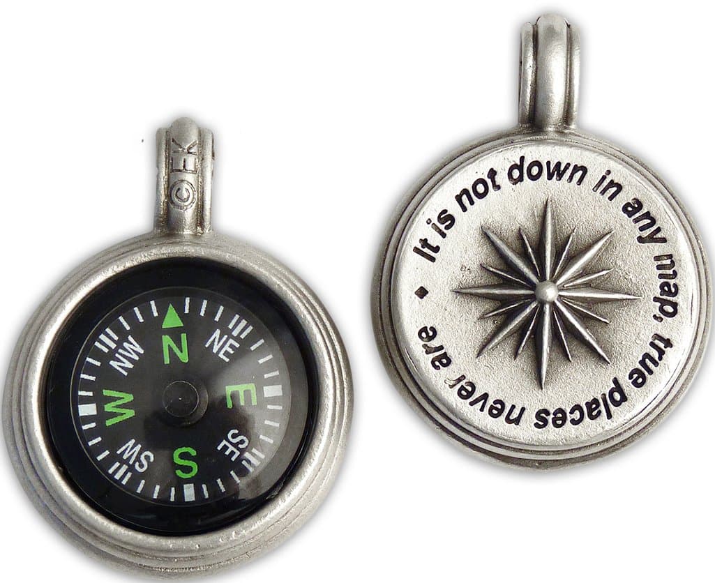 Compass Rose Compass Pendant with Melville Quote