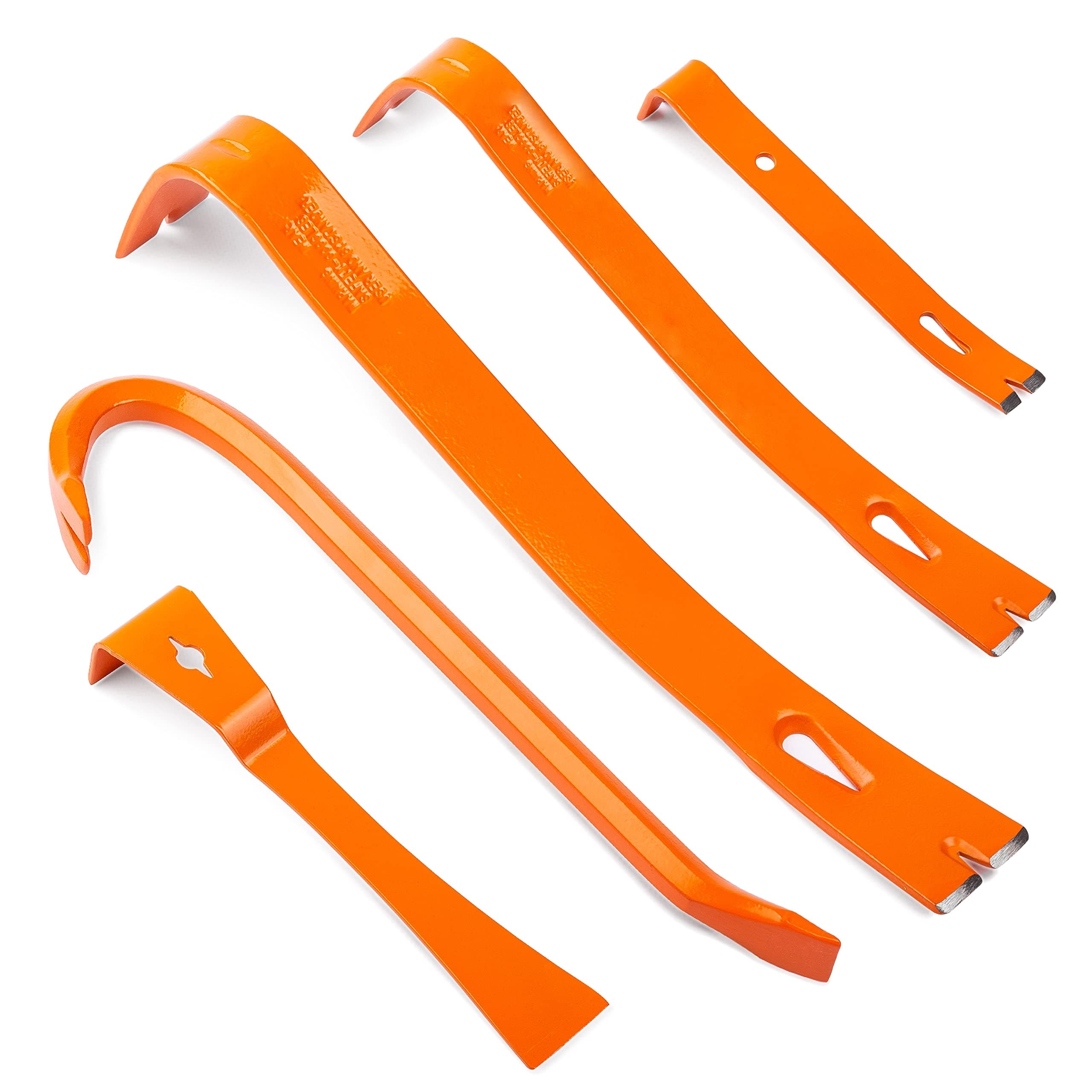 BLACK+DECKER Pry Bar Set, Flat Bar, Hex Wrecking Bar, and Scraper Bar, 5 Piece (BDHT55001)