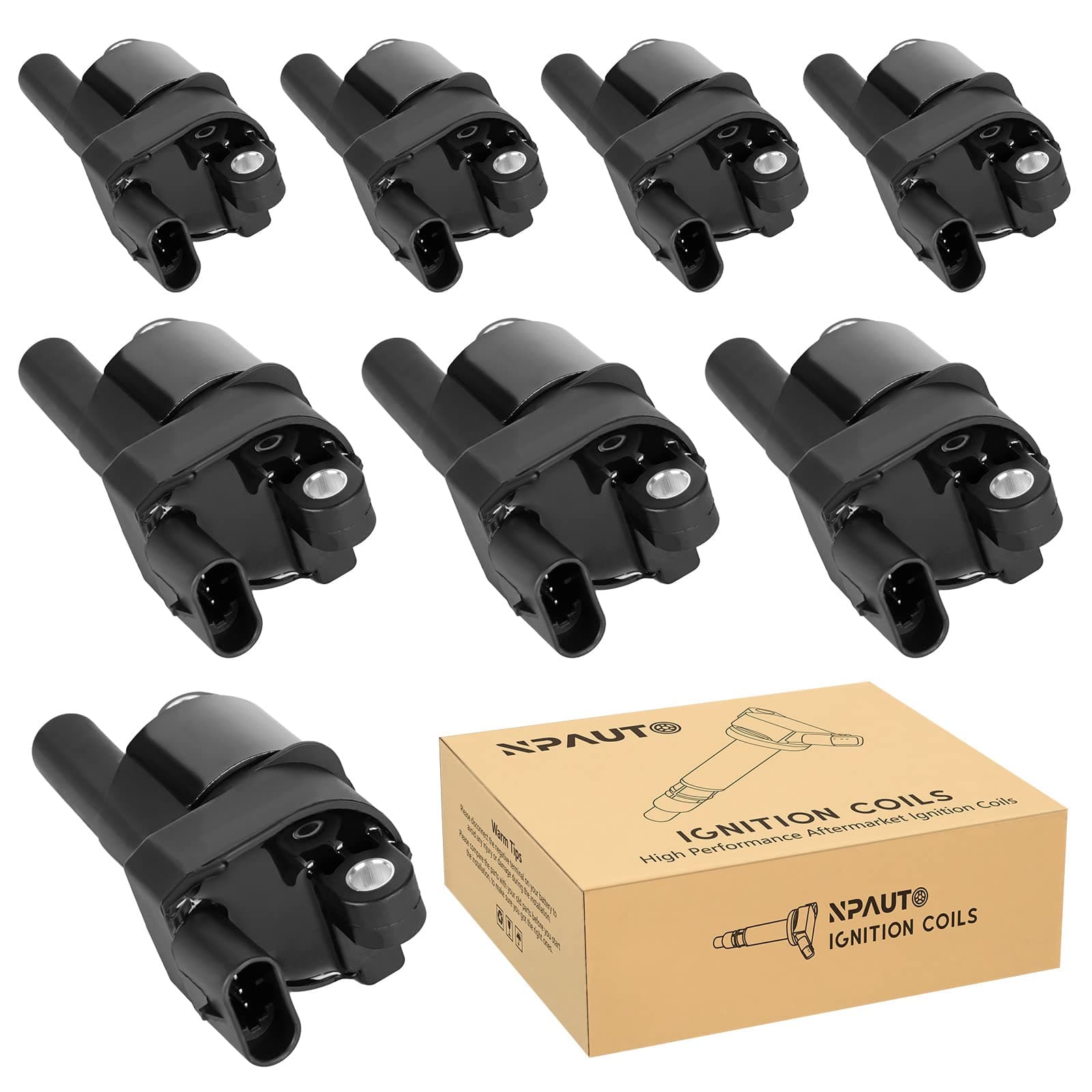 Round Ignition Coil Pack Compatible with V8 4.8 5.3 6.0 Chevy Silverado Tahoe Trailblazer Avalanche Express Cadillac Escalade GMC Sierra Yukon 2007 2008 2009 2010 2011 2012 2013 2014 2015 2016 2017