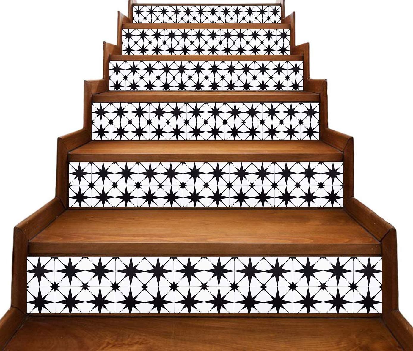 Peel and Stick Stair Riser Decals - Encaustic Cement Tiles Look - Decorative Strips - Pack of 5 Strips (Step Height 5.5" inch)