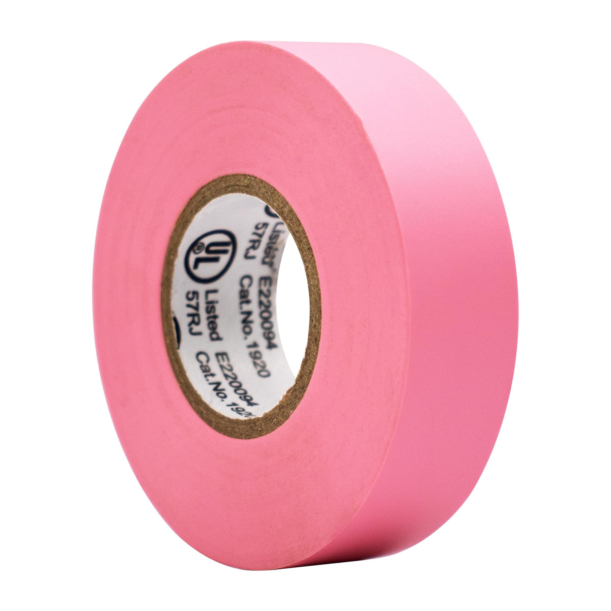 Colored Electrical Tape - PVC General Purpose - Waterproof, Flame Retardant, Rubber Based Adhesive, UL Listed - Rated for Max. 600V and 80oC Use – 60’ x 3/4" x 0.07" (1 Pk Pink)