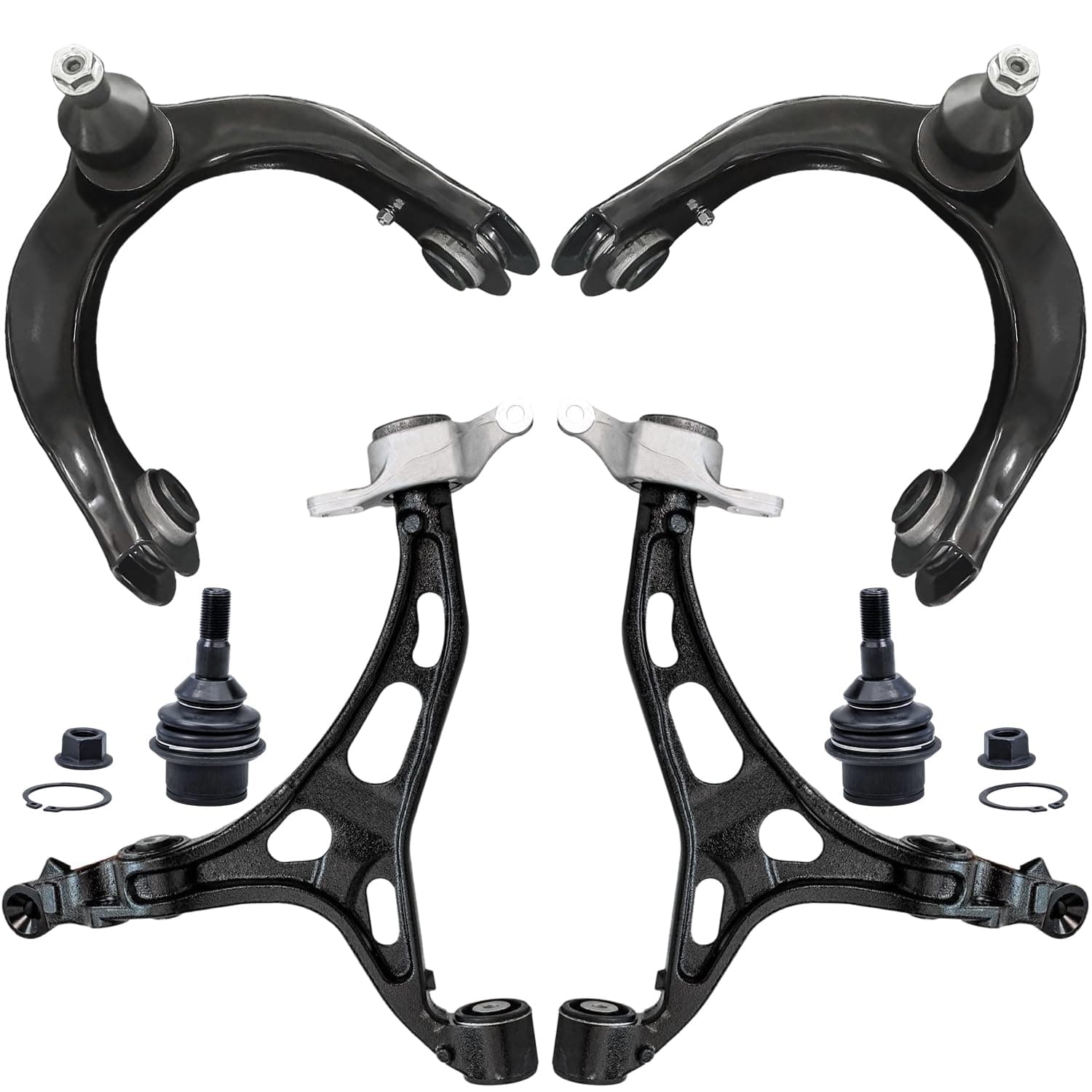 Detroit Axle - 6pc Front End Control Arms Kit for 11-15 Dodge Durango Jeep Grand Cherokee, 2 Lower Ball Joints 4 Upper & Lower Control Arms 2011 2012 2013 2014 2015 Replacement