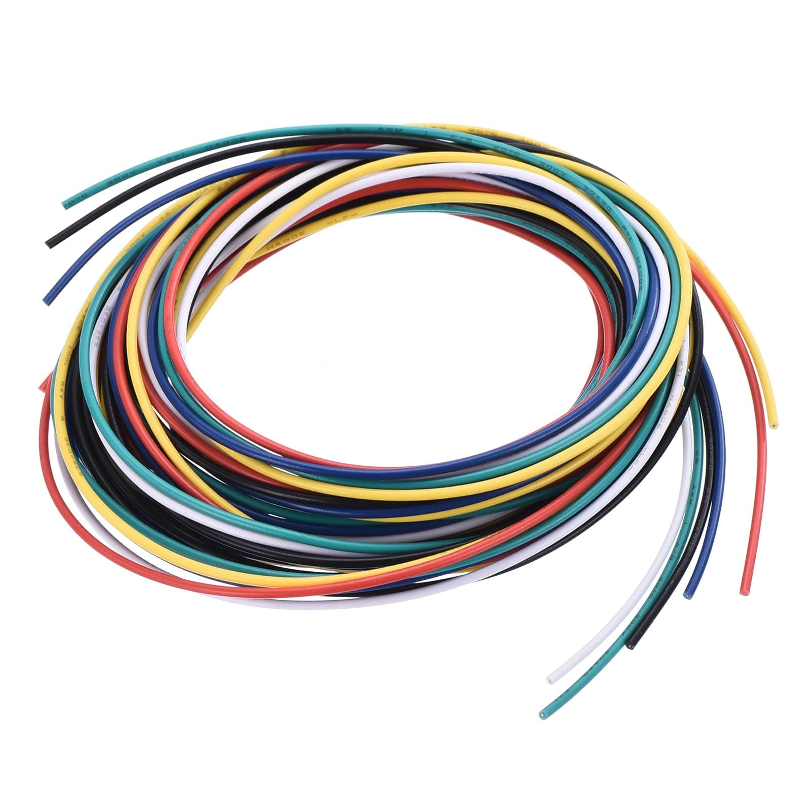 sourcing map 30 Gauge PVC Hookup Wire 1.5m/5ft 30AWG Flexible Electrical Wire UL1007 Tinned Copper Stranded 6 Color, 1mm Dia for Model Aircraft Electric Appliances Internal Connect