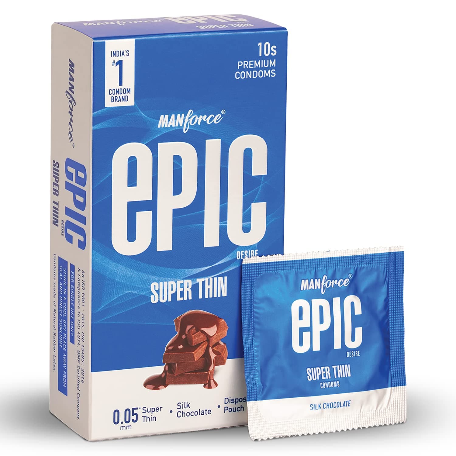 Epic Desire | Ultra Thin Condom for Enhanced Pleasure | Silk Chocolate Flavour | 10 Pcs