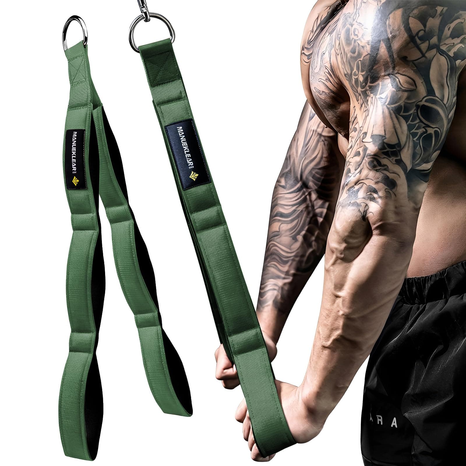 MANUEKLEAR Tricep Rope Cable Attachment Handles, Greater Range of Motion, Tricep Pull Down Rope for Push Downs, Crunches, Facepulls for Professional Gym