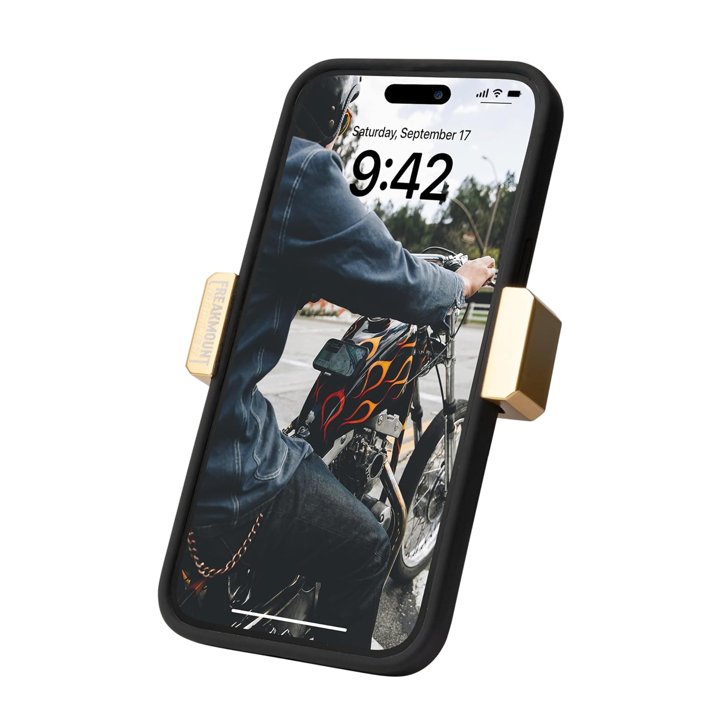 Magnetic Motorcycle Phone Mount - Compatible with Harley Davidson - Premium Billet Aluminum Holder for Gas Tank, High-Speed Magnet Accessories - Fits Most Phones, Electric Yellow