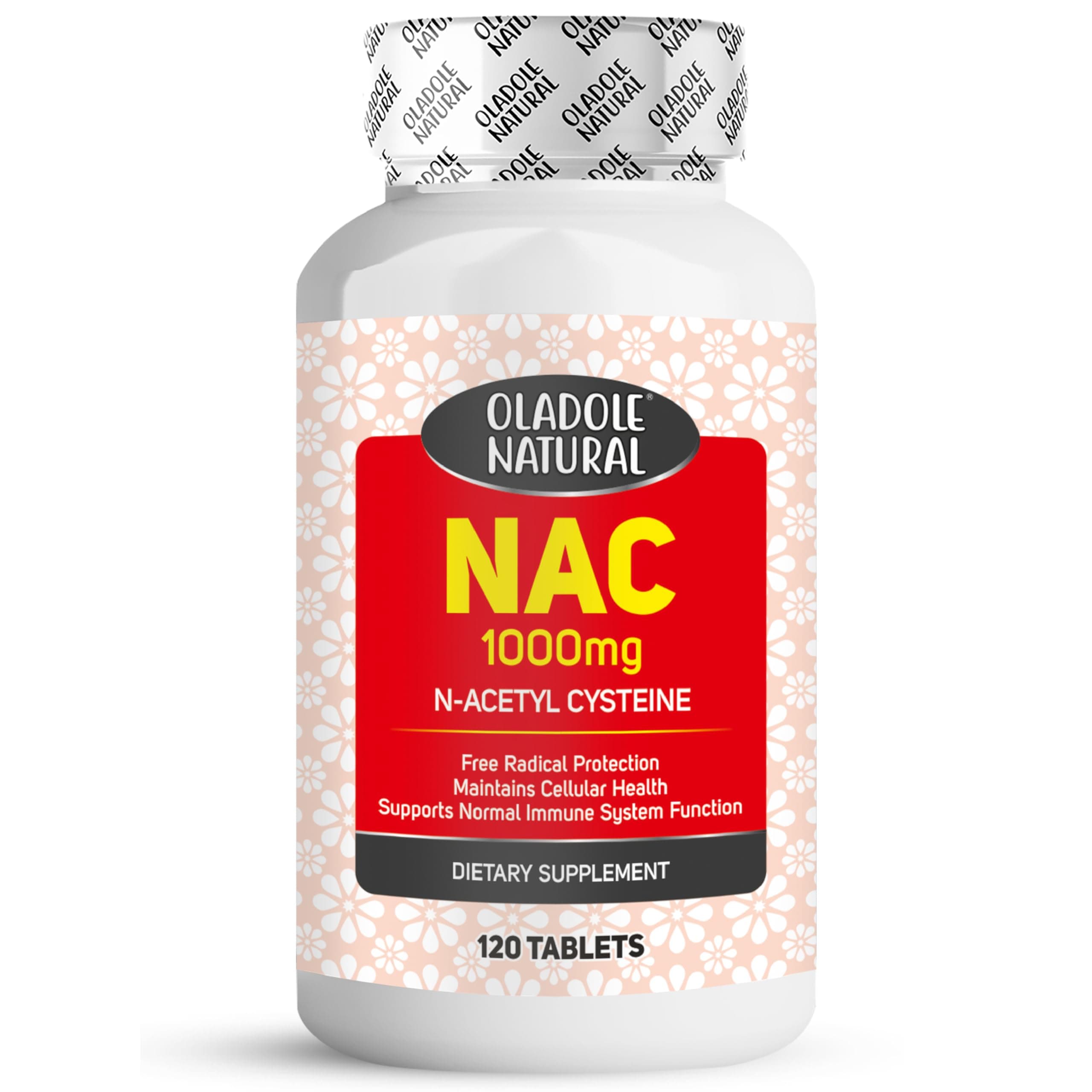 Oladole Natural N-Acetyl Cysteine (NAC) 1000mg - 120 Tablets | Supports Immune Function, Maintains Cellular Health, helps Detoxification | Promotes Antioxidant Activity and Enhances Respiratory Health