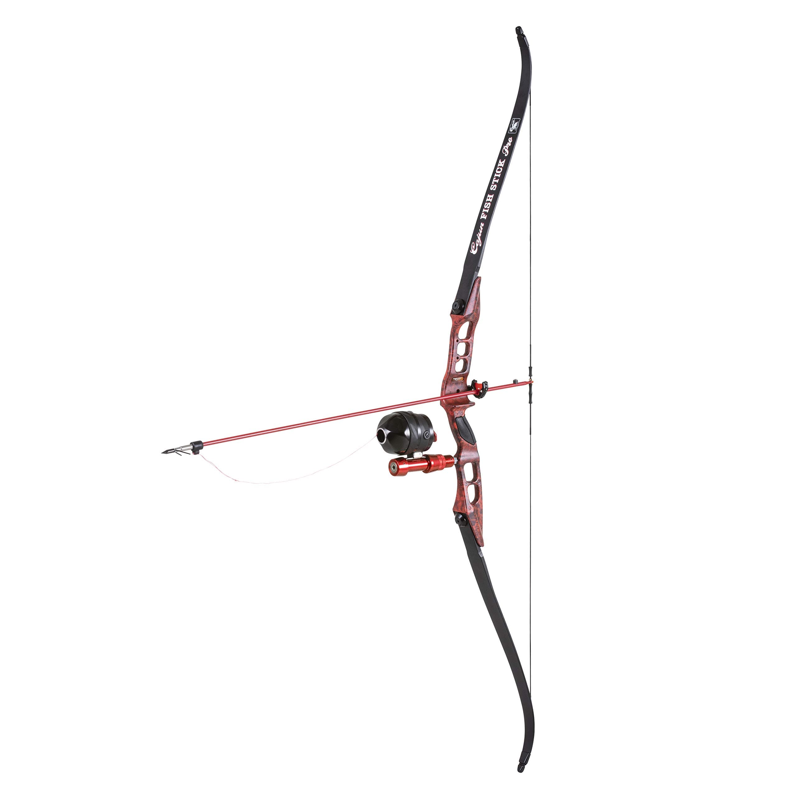 Cajun Bowfishing Fish Stick Pro Take-Down Bowfishing Bow with Spin Doctor Reel and Brush Fire Rest, Red