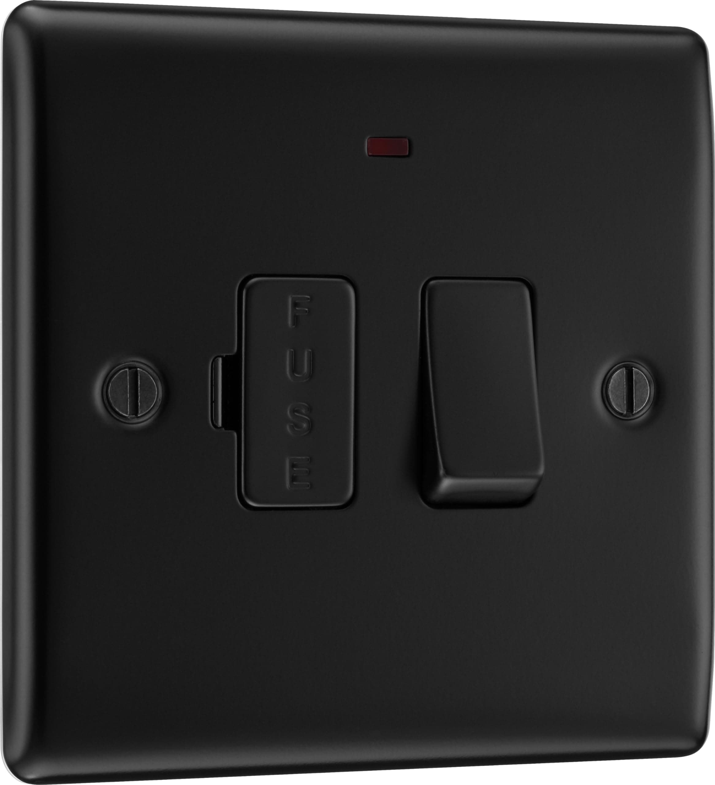 BG Electrical Switched Fused Connection Unit with LED Power Indicator, Fused Spur Switch, Double Pole, Raised and Slim Profile, Round Edges, Nexus Metal, Matt Black, 13A, NFB52