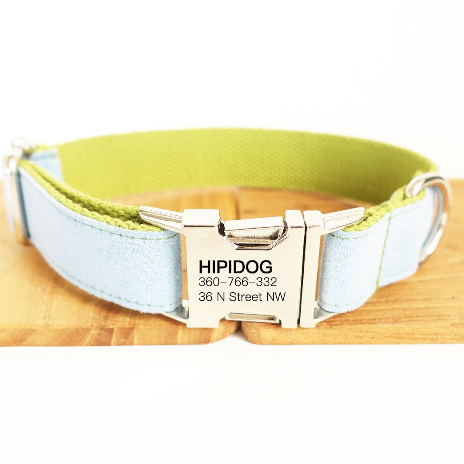 hipidogPersonalized Dog Collar, Custom Engraving with Pet Name and Phone Number, Adjustable Tough Nylon ID Collar, Matching Leash Available Separately (Sky Blue)