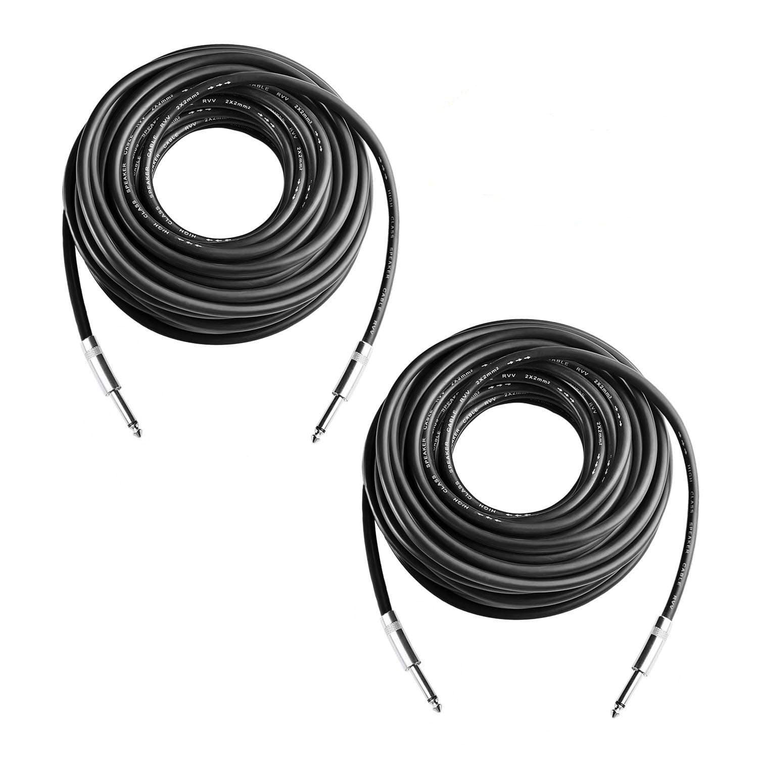 2Pcs 100 Feet Professional Speaker Cables, Pair 100 ft 12 Gauge 1/4 Inch Male Audio Amplifier Connection Heavy Duty Cord Wire