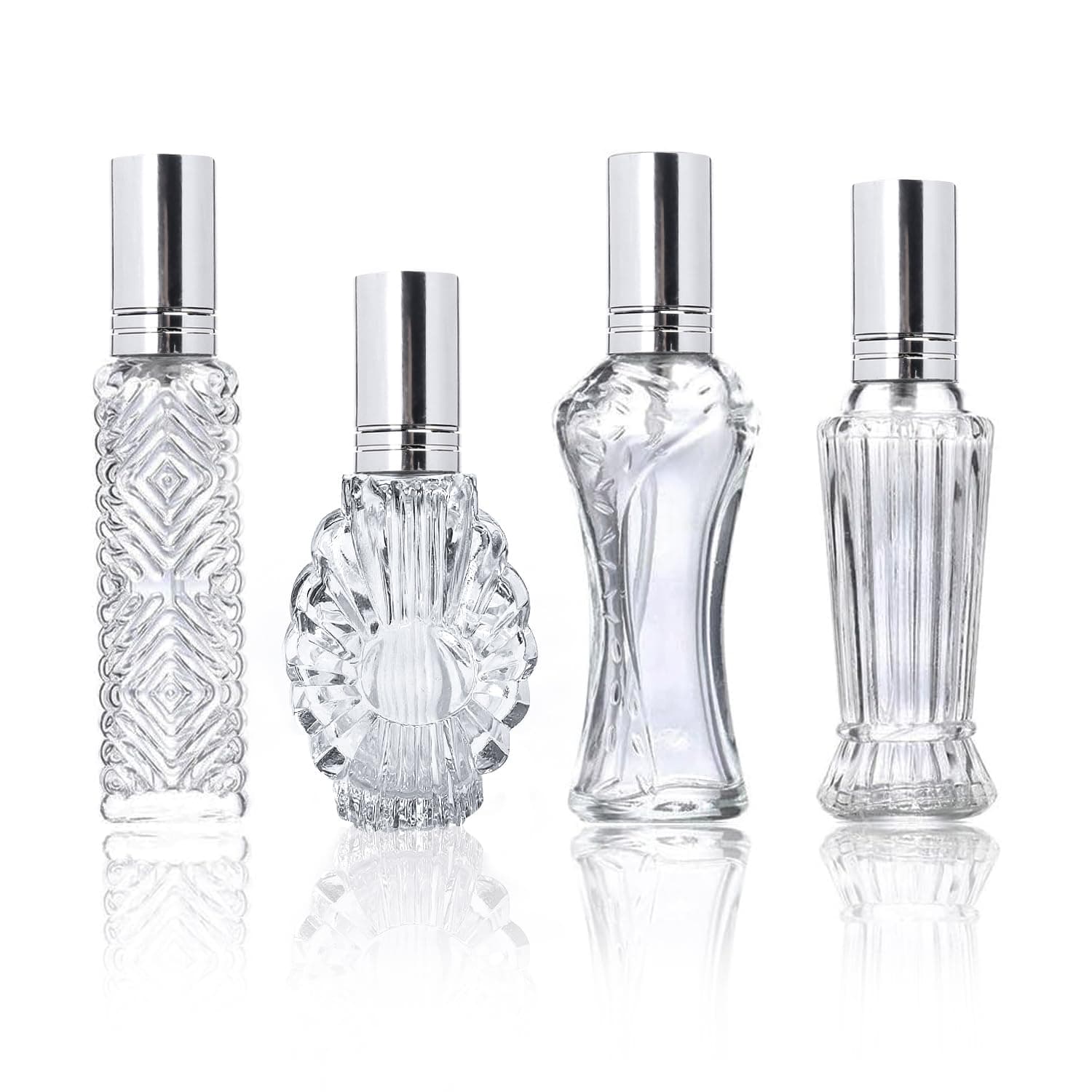 H&D HYALINE & DORA Vintage Refillable Perfume Bottles Glass Empty Spray Bottle Wedding Gifts Car Decor Set of 4