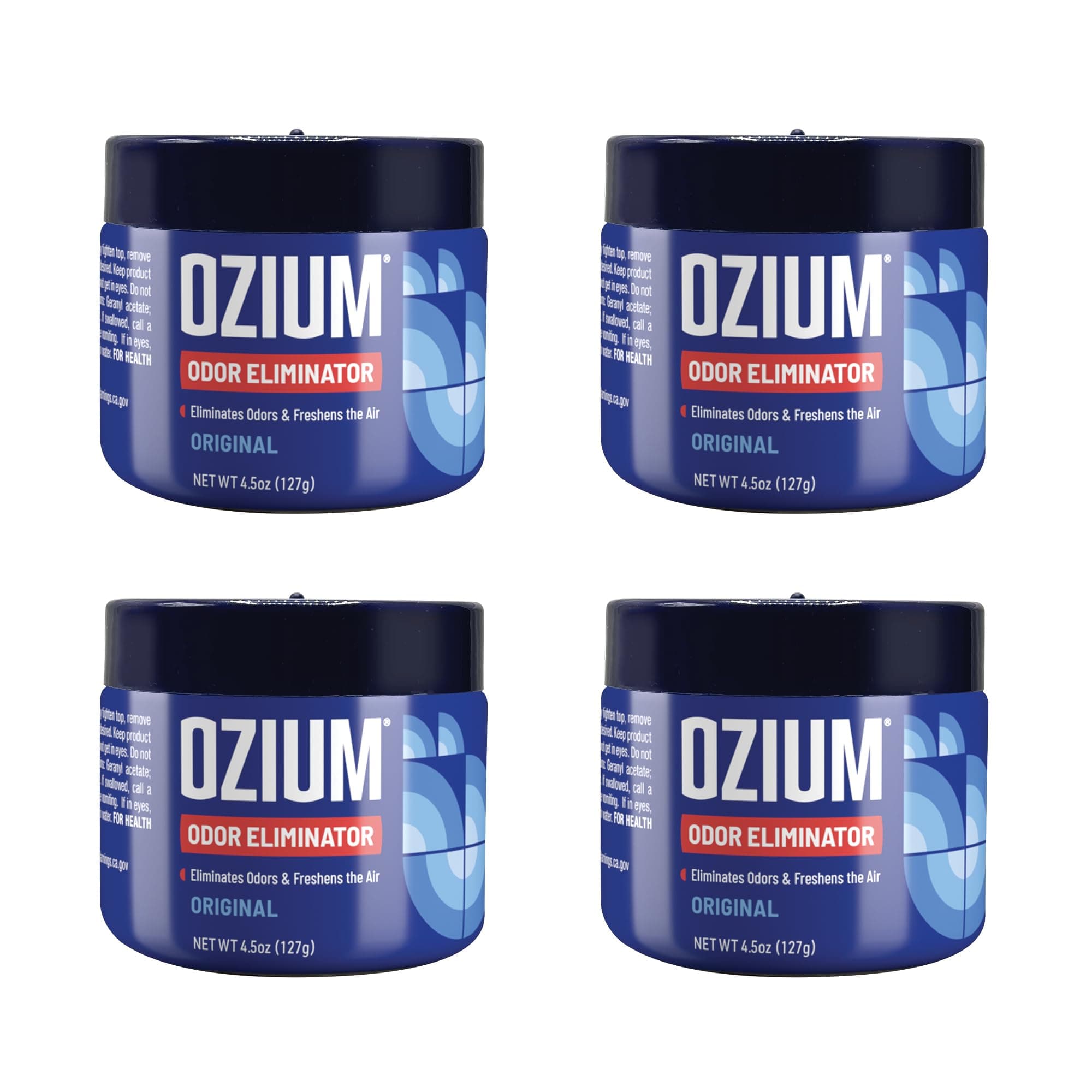 Ozium 4.5 oz 4 Pack Odor Eliminating Gel for Home, Car, Office, Original Scent, 4 Pack