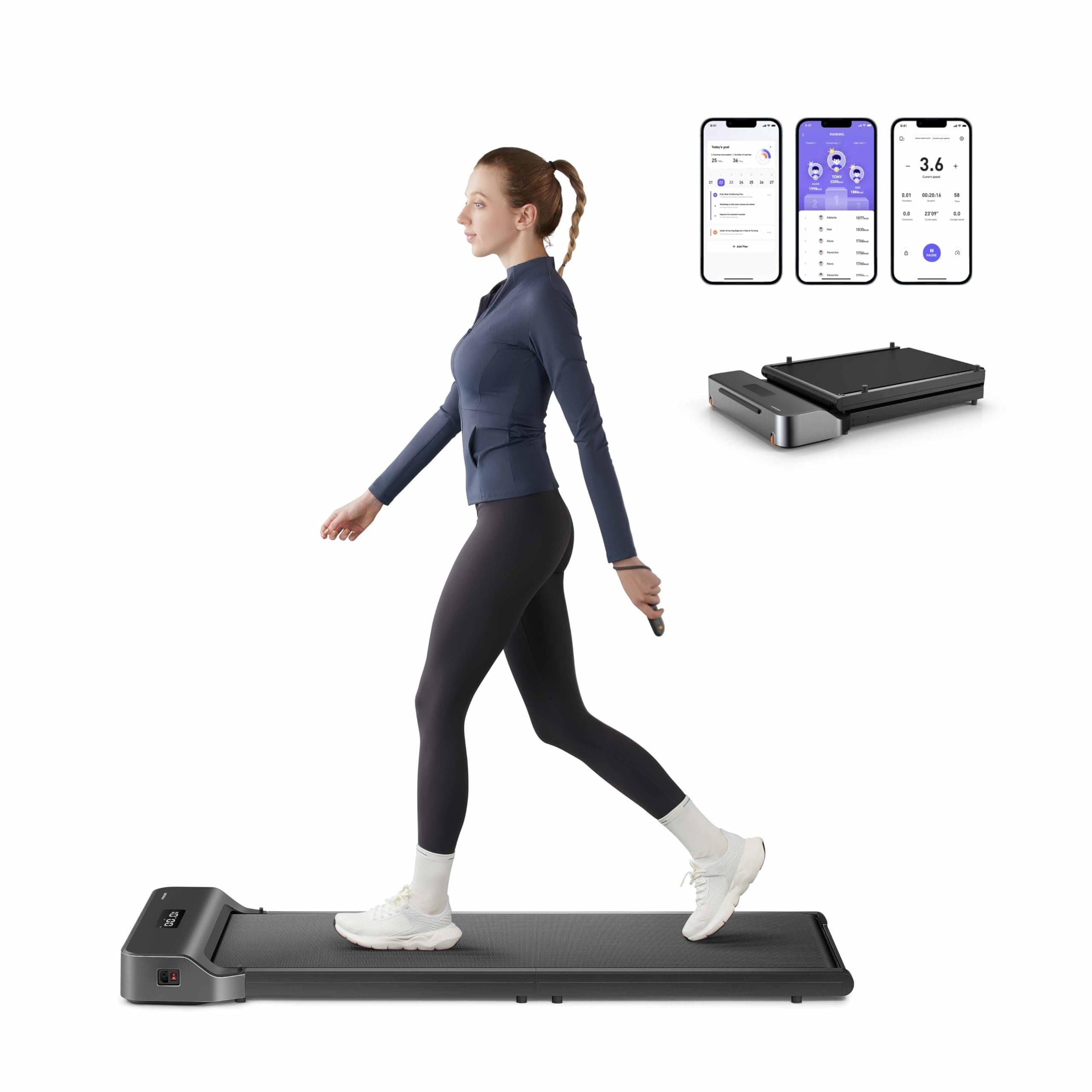 Z1 Walking Pad Treadmill, 180°Foldable Under Desk Treadmill for Home Office with 110KG Capacity, 2 in 1 Portable Treadmill for Walking and Jogging Remote Control in LED Display